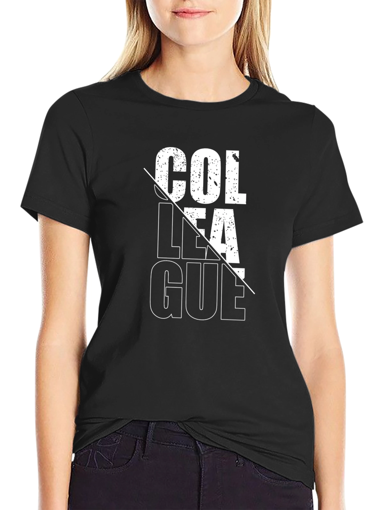 College League Graphic Print Black T-Shirt