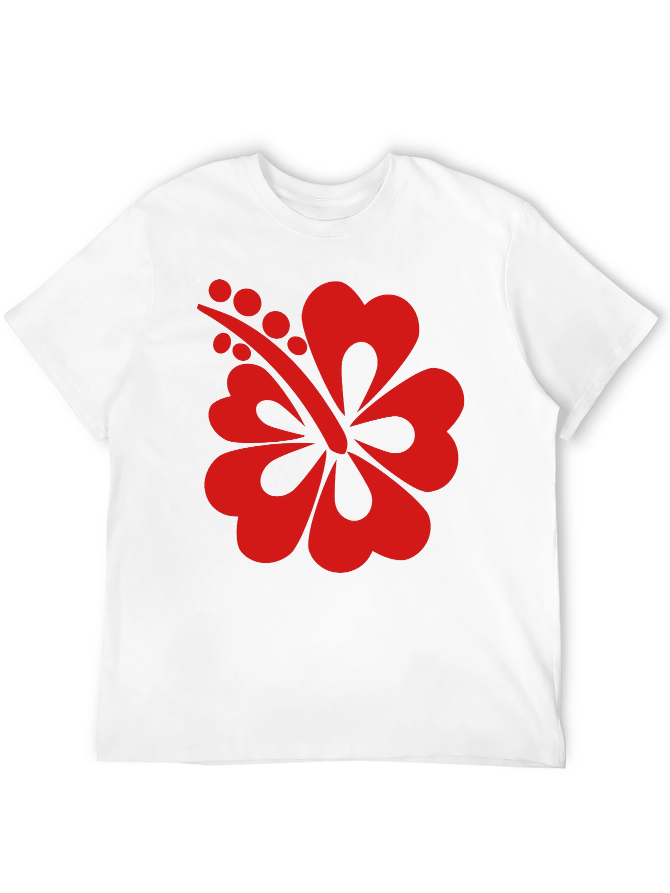 Black T-Shirt with Red Hibiscus Flower Graphic