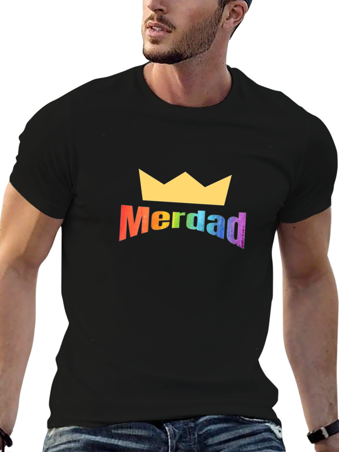 MerDAD Rainbow Crown Black T-Shirt