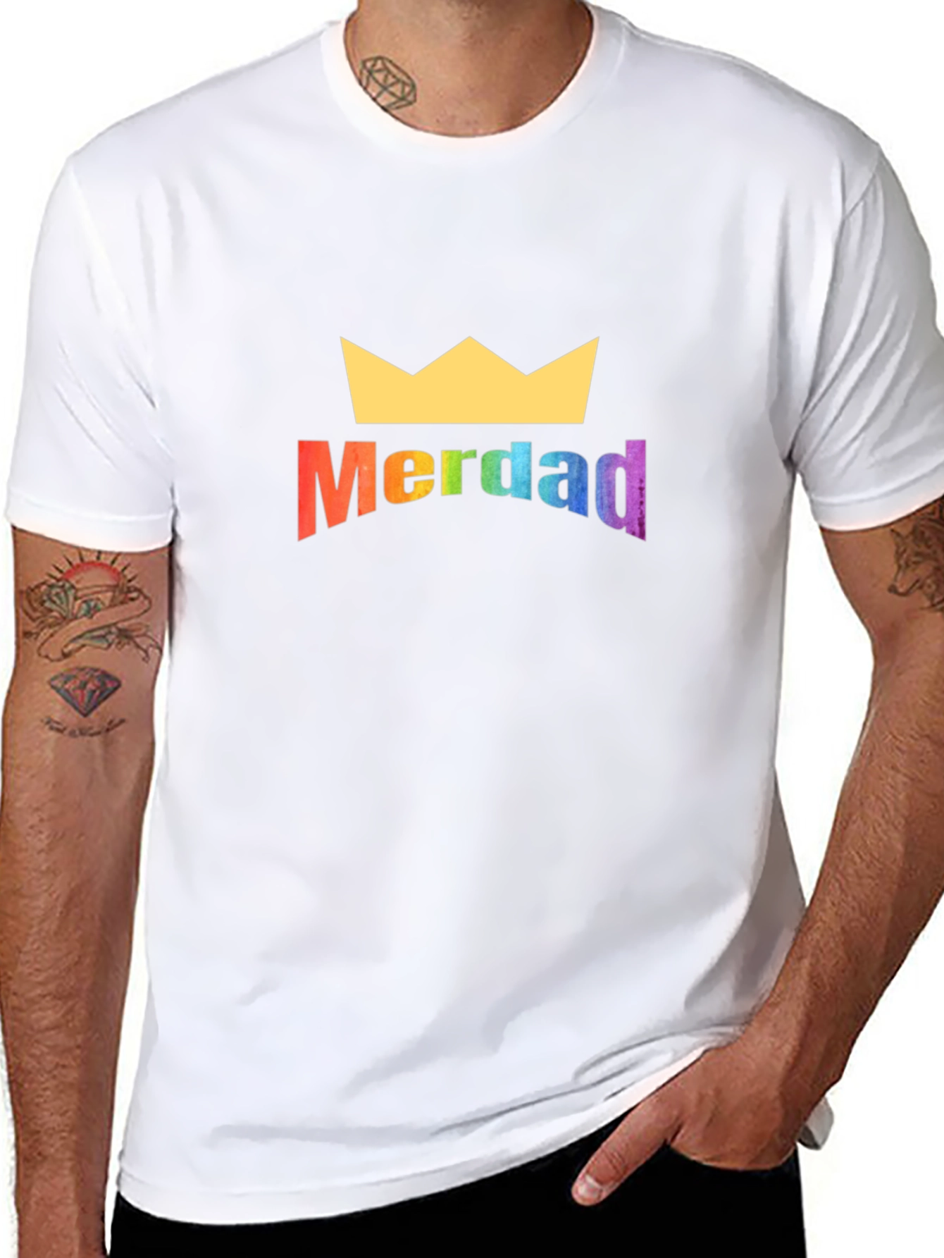 MerDAD Rainbow Crown Black T-Shirt