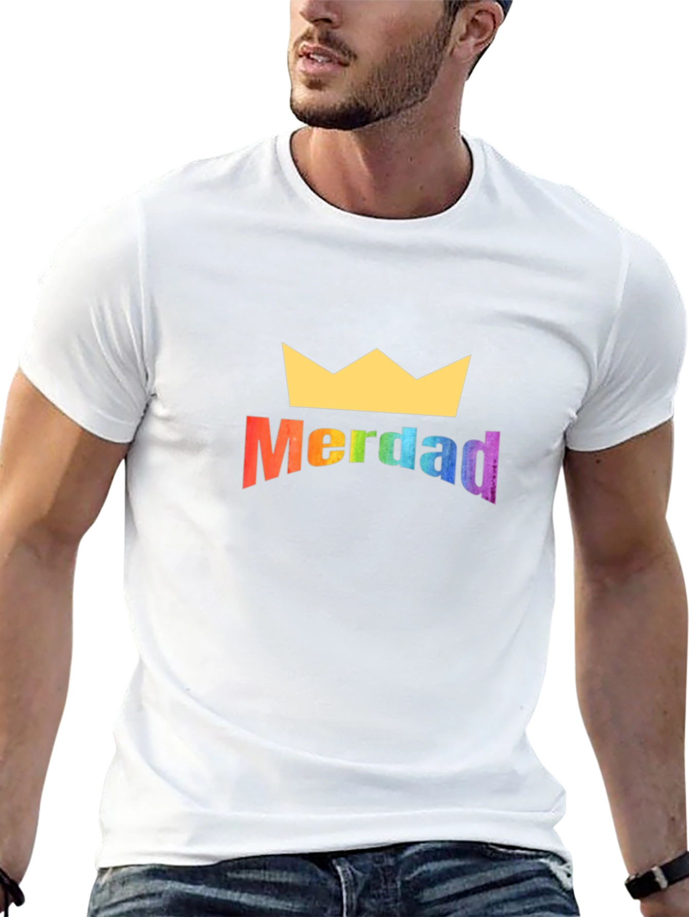 MerDAD Rainbow Crown Black T-Shirt