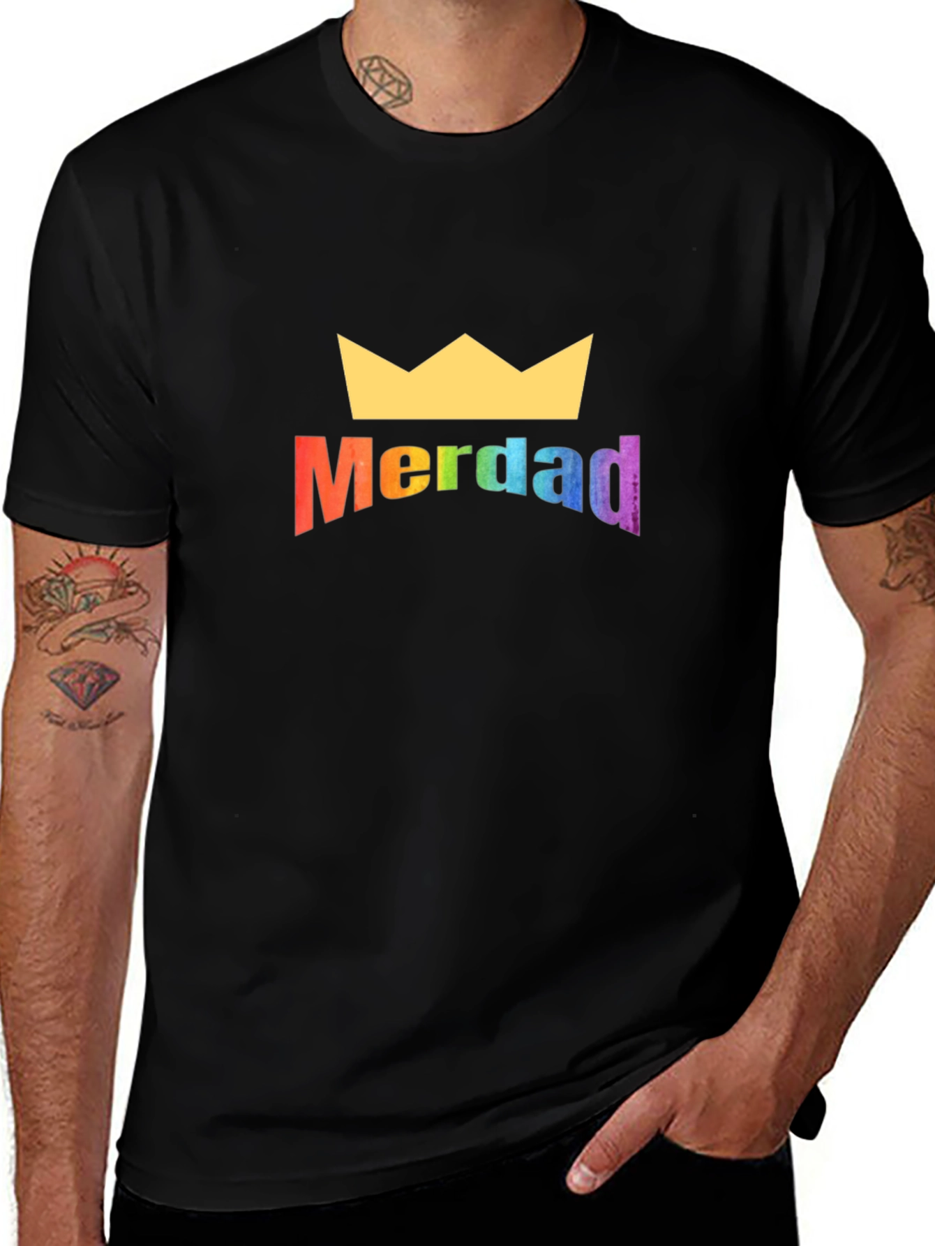 MerDAD Rainbow Crown Black T-Shirt