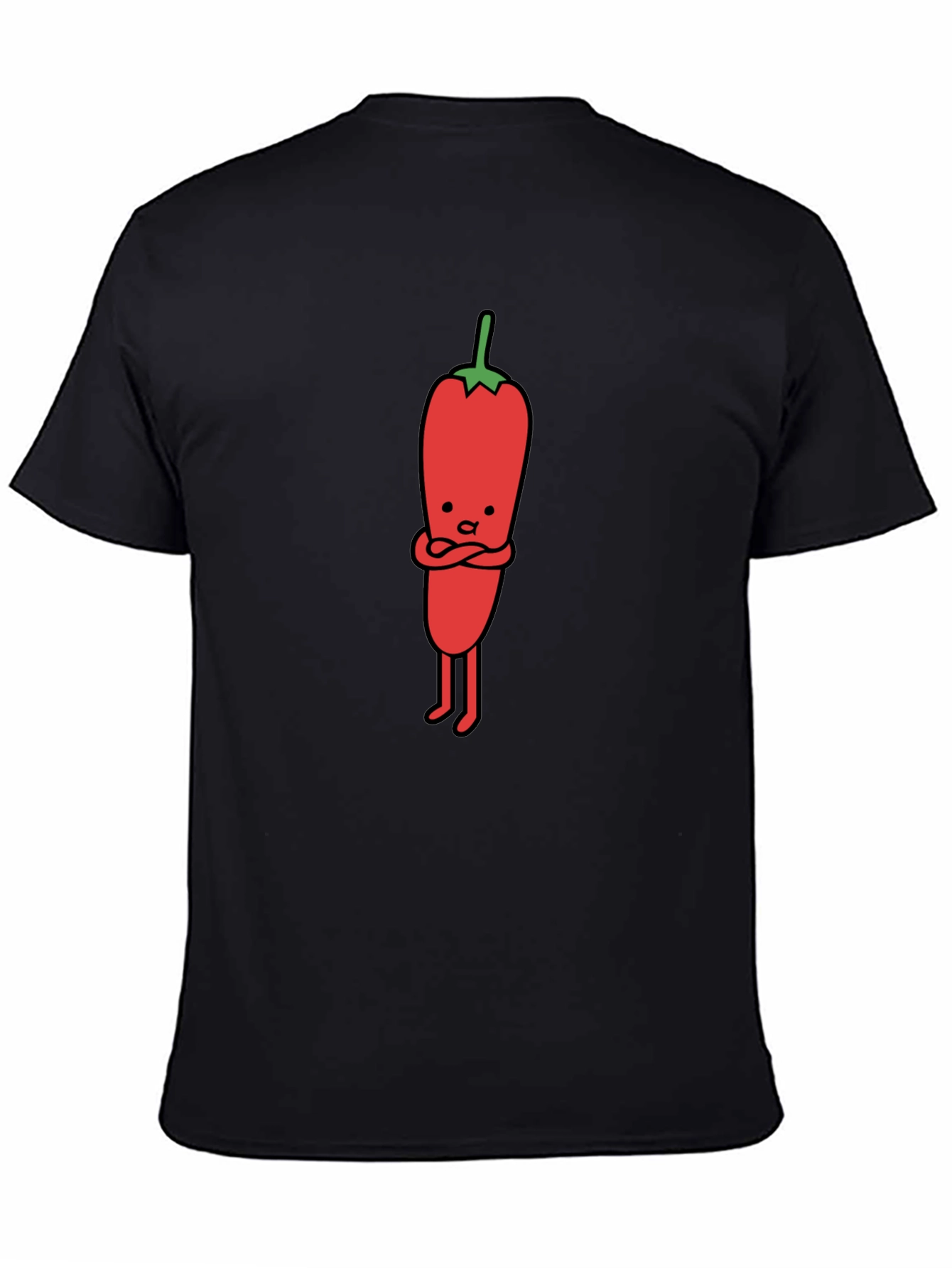Cartoon Chili Pepper Black T-Shirt