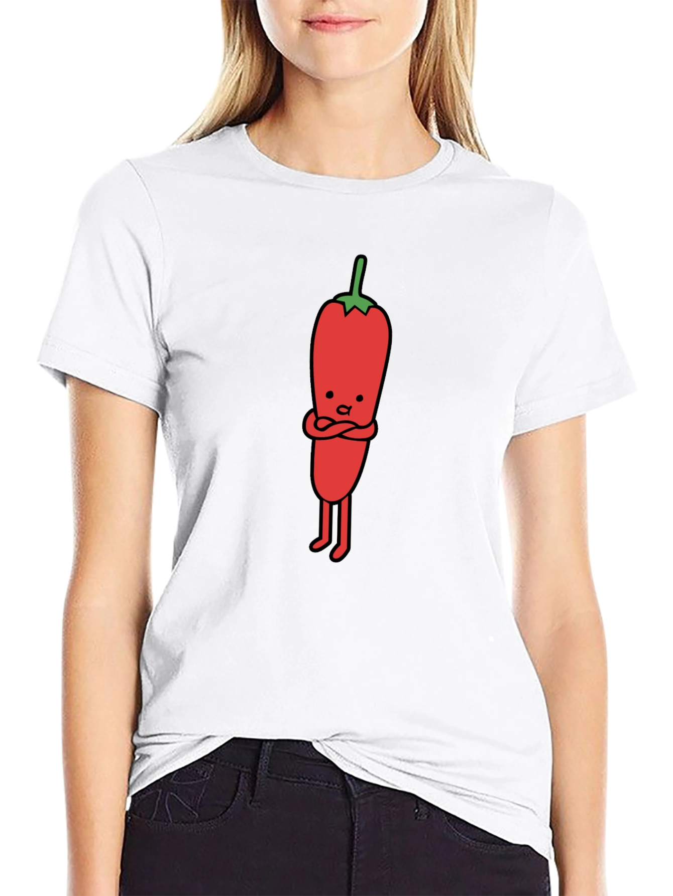 Cartoon Chili Pepper Black T-Shirt