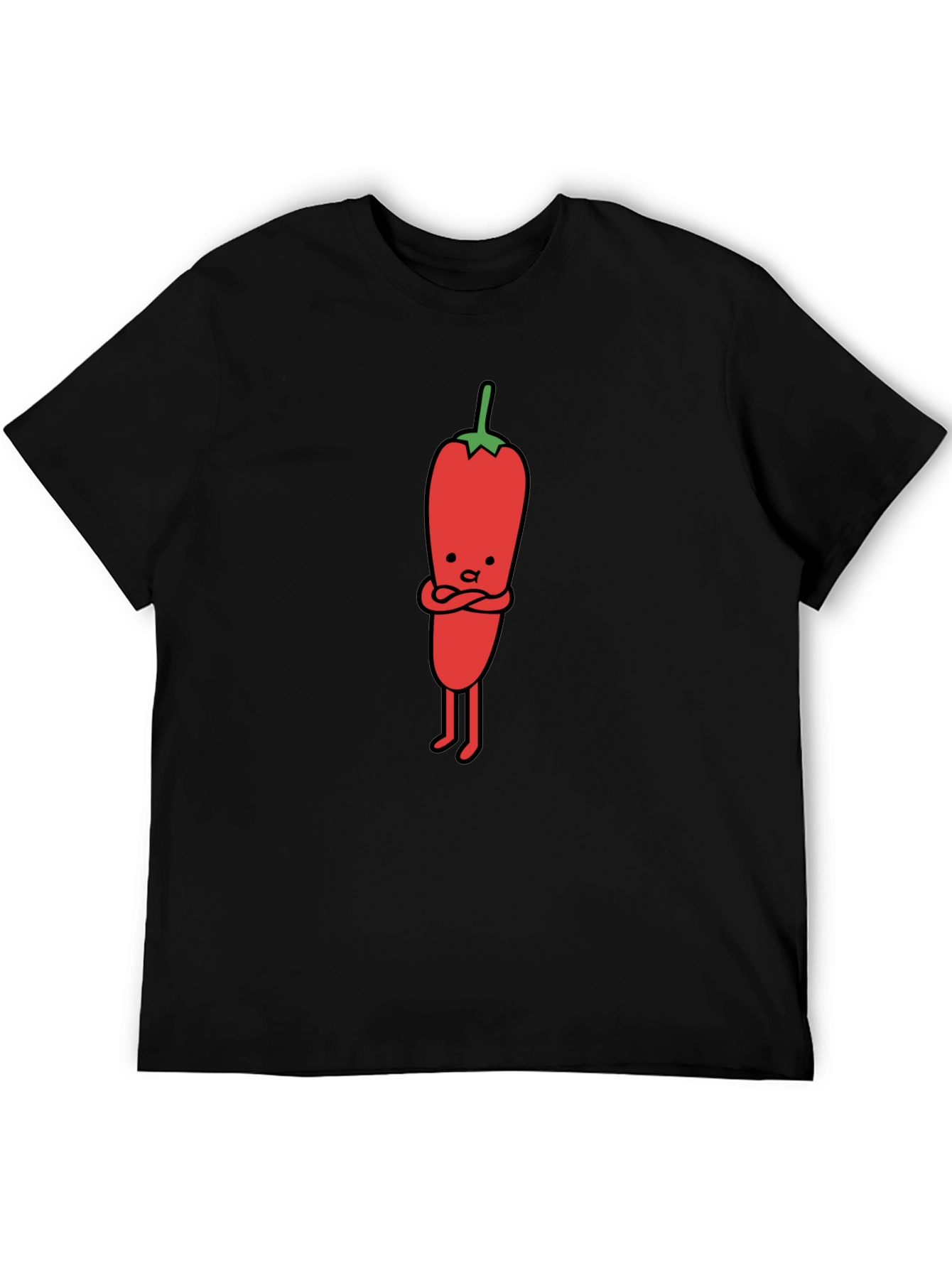 Cartoon Chili Pepper Black T-Shirt
