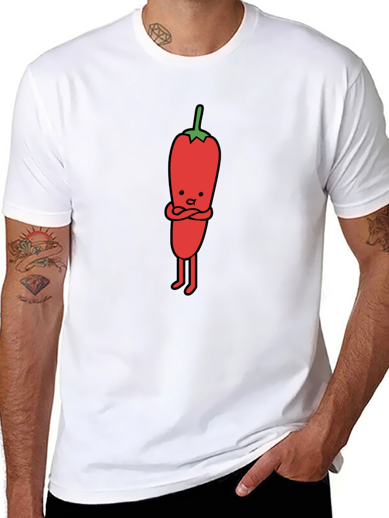 Cartoon Chili Pepper Black T-Shirt