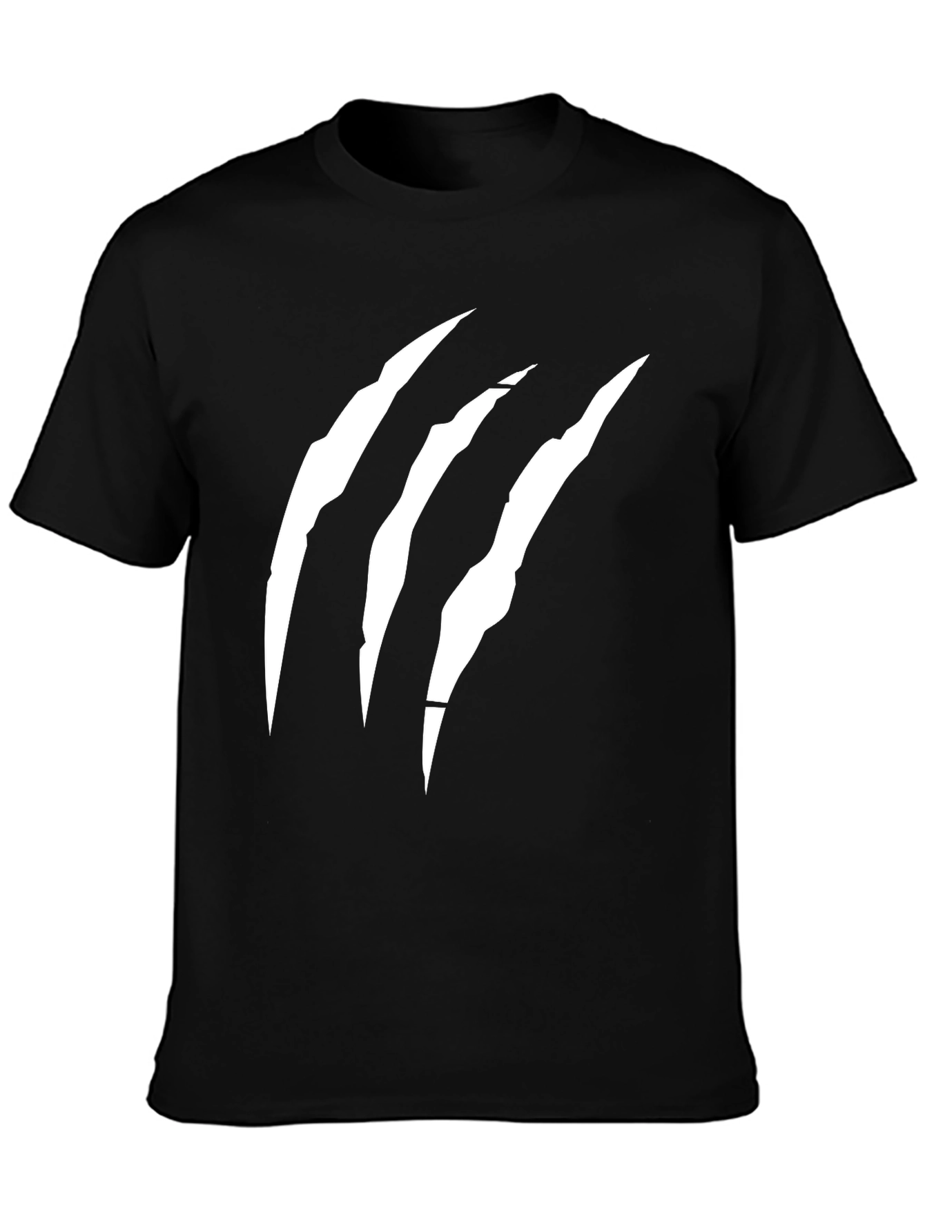 Mens Black T-Shirt with Claw Scratch Design