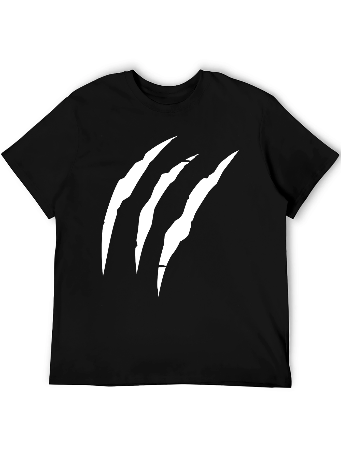 Mens Black T-Shirt with Claw Scratch Design