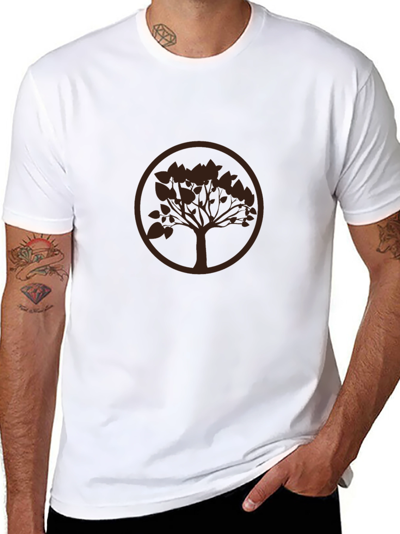 Nature Tree Graphic Tee - Black Casual T-Shirt