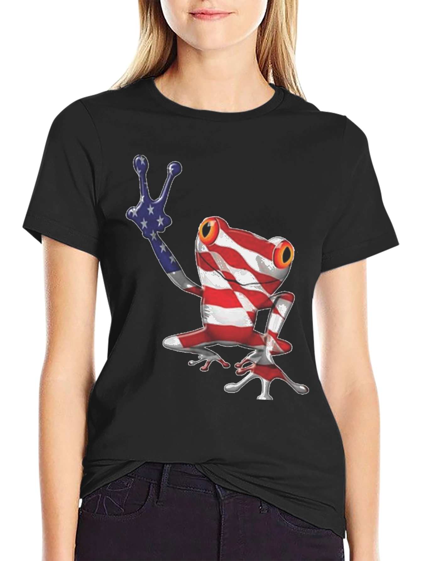 Patriotic Frog T-Shirt - American Flag Design
