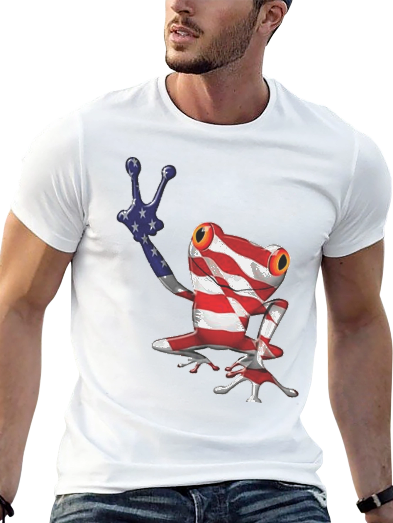 Patriotic Frog T-Shirt - American Flag Design