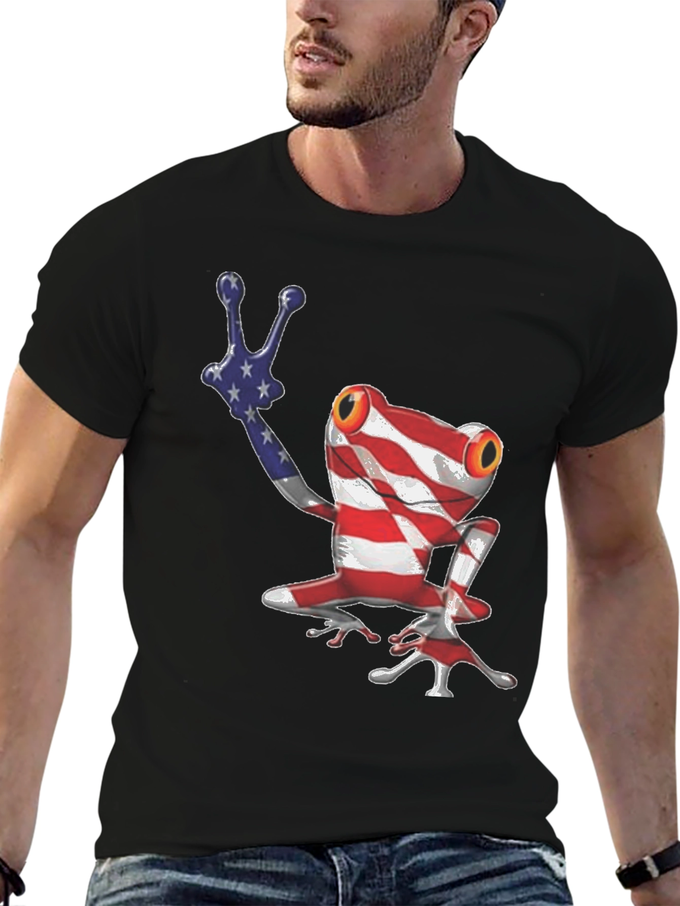 Patriotic Frog T-Shirt - American Flag Design
