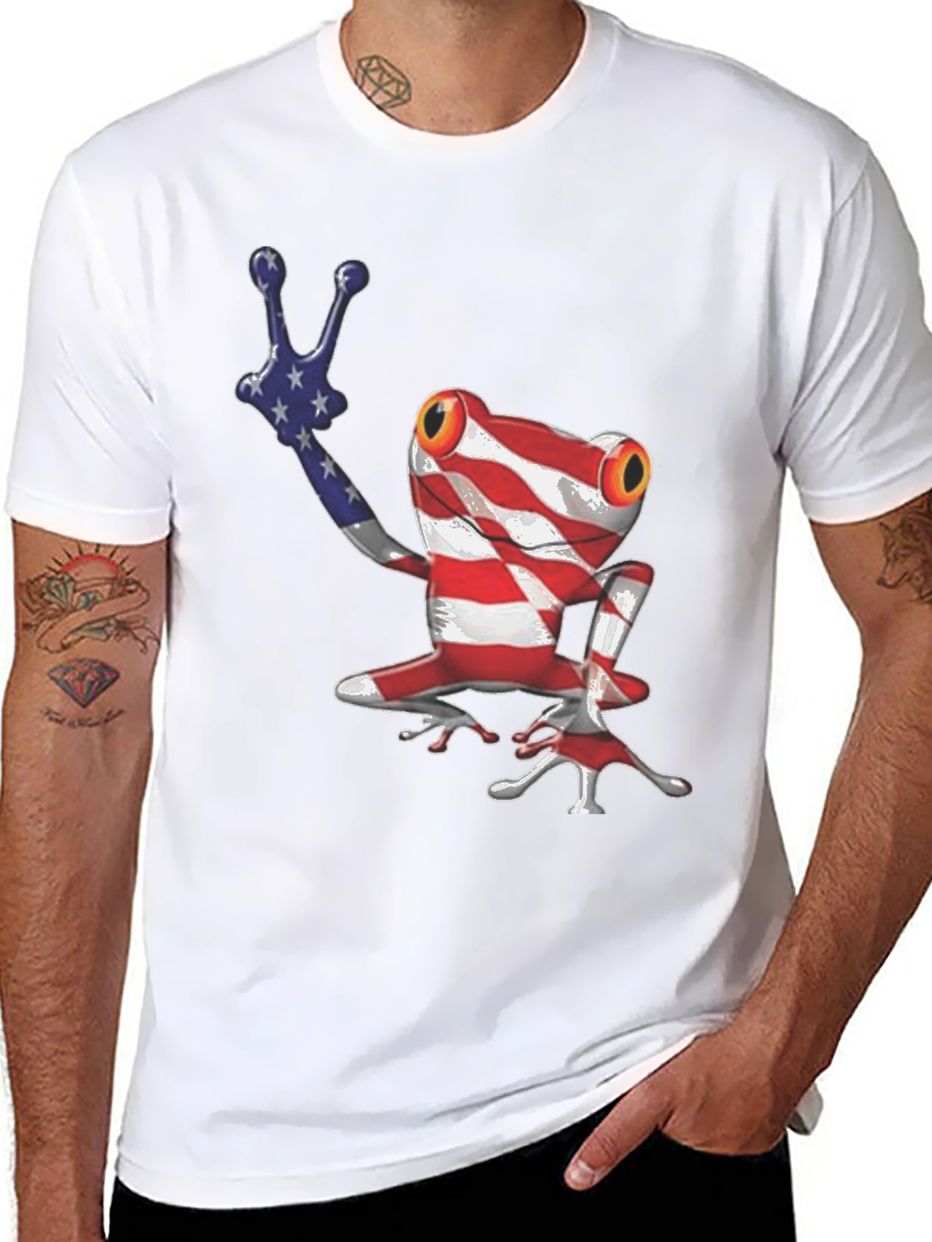Patriotic Frog T-Shirt - American Flag Design