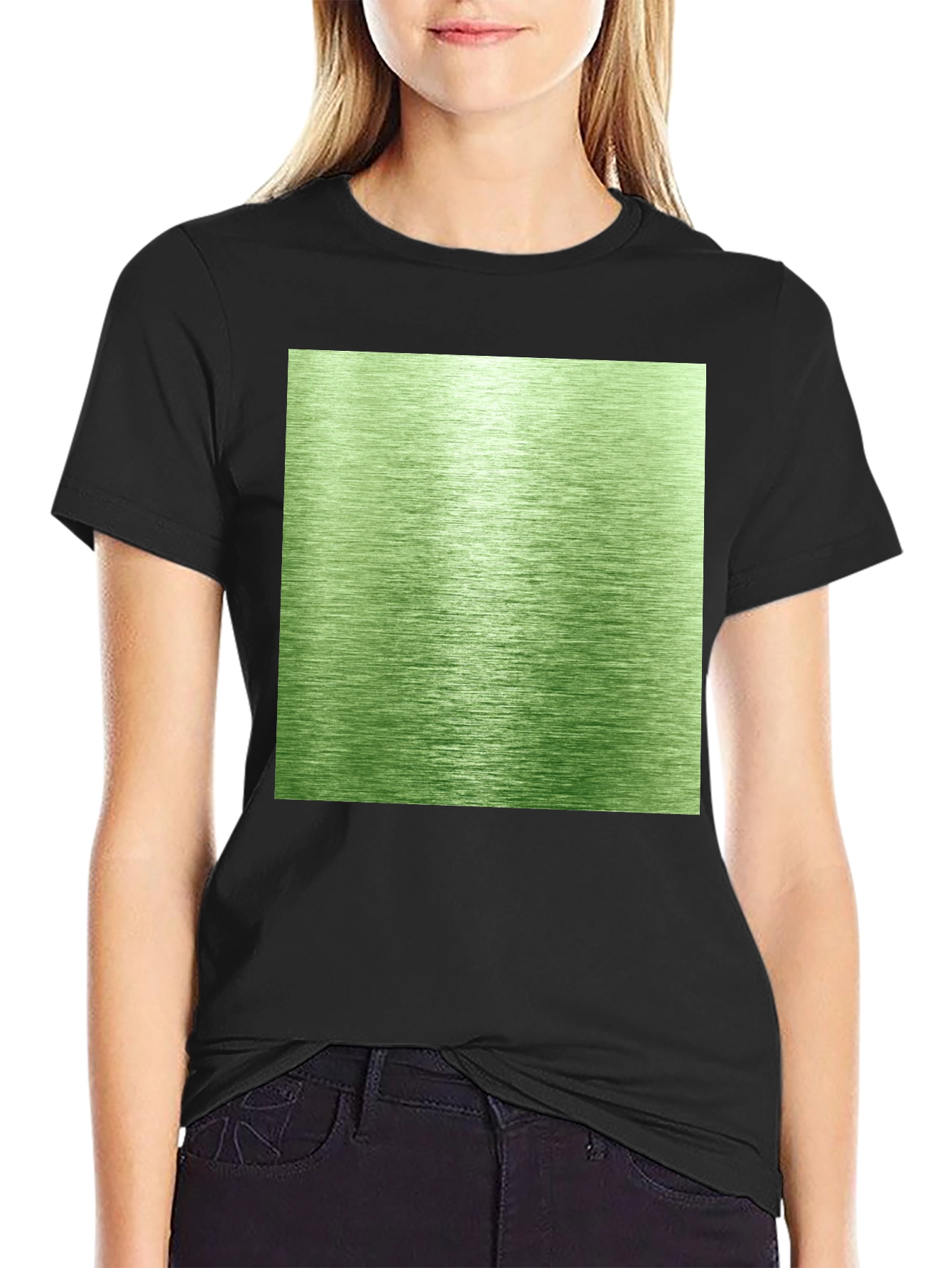 Modern Green Brushed Metal Graphic Tee - Black