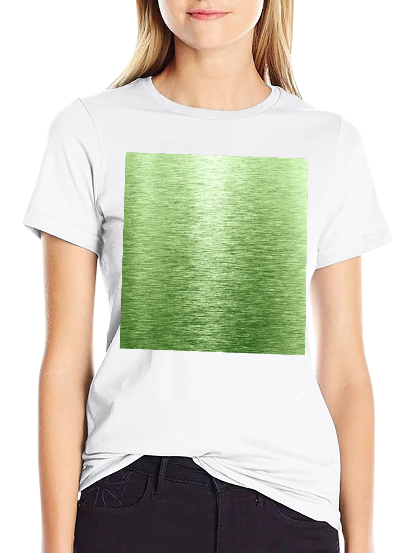 Modern Green Brushed Metal Graphic Tee - Black