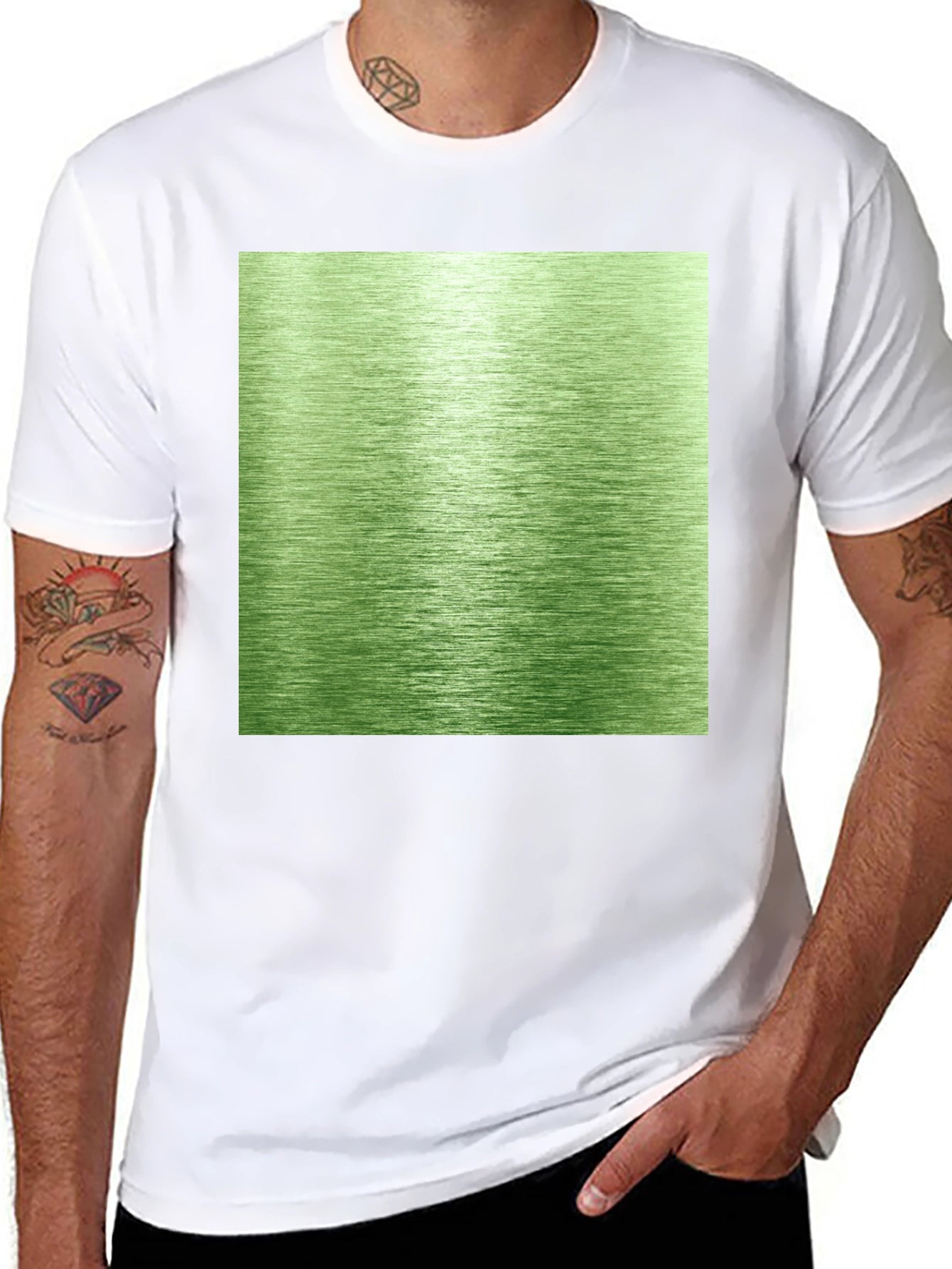Modern Green Brushed Metal Graphic Tee - Black