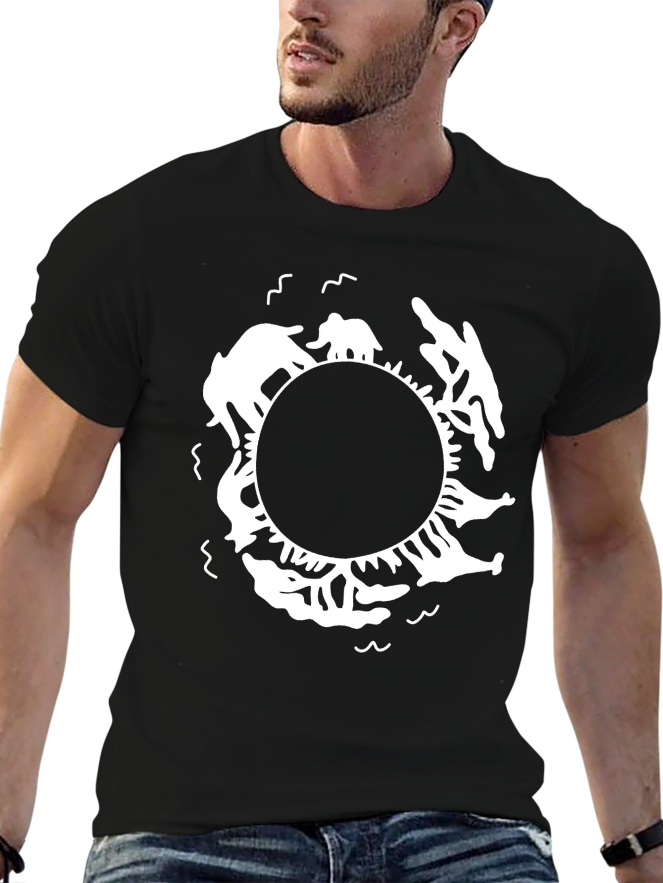 Elephant and Dolphin Circle Graphic Tee