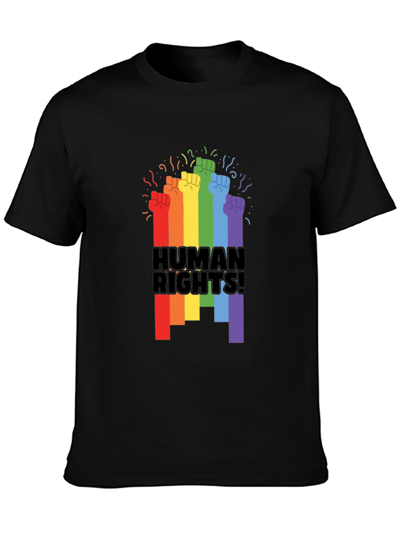 Human Rights Pride Fist Black T-Shirt