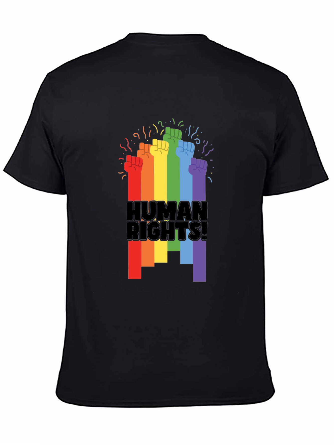 Human Rights Pride Fist Black T-Shirt