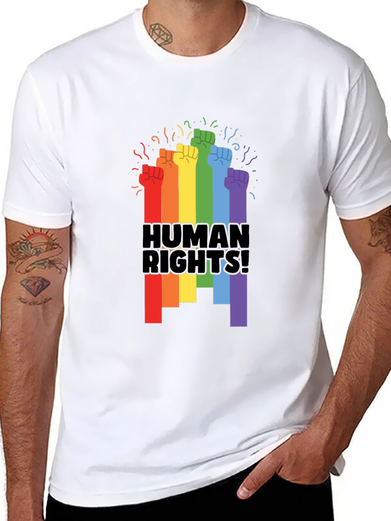 Human Rights Pride Fist Black T-Shirt