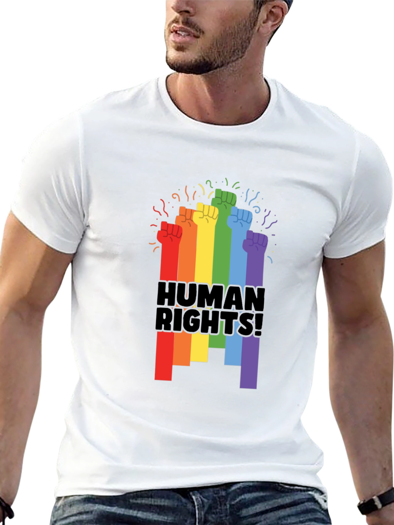 Human Rights Pride Fist Black T-Shirt
