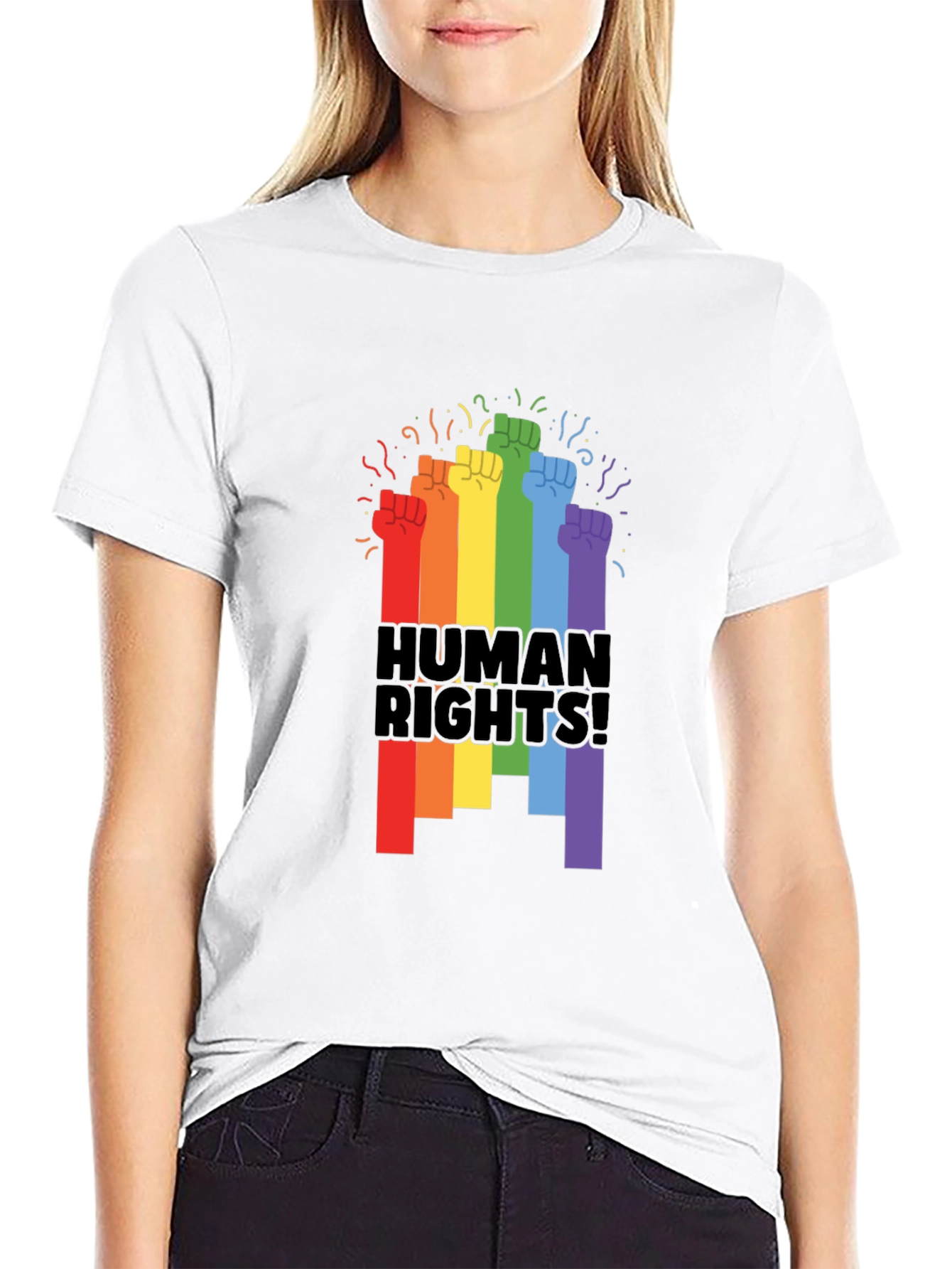 Human Rights Pride Fist Black T-Shirt