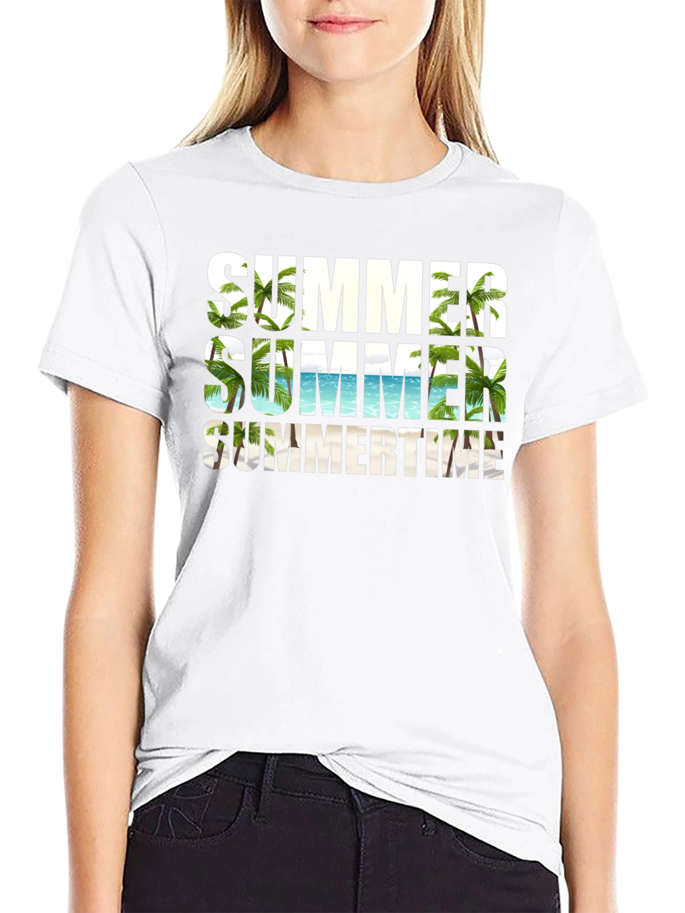 Summer Summertime Graphic Black T-Shirt