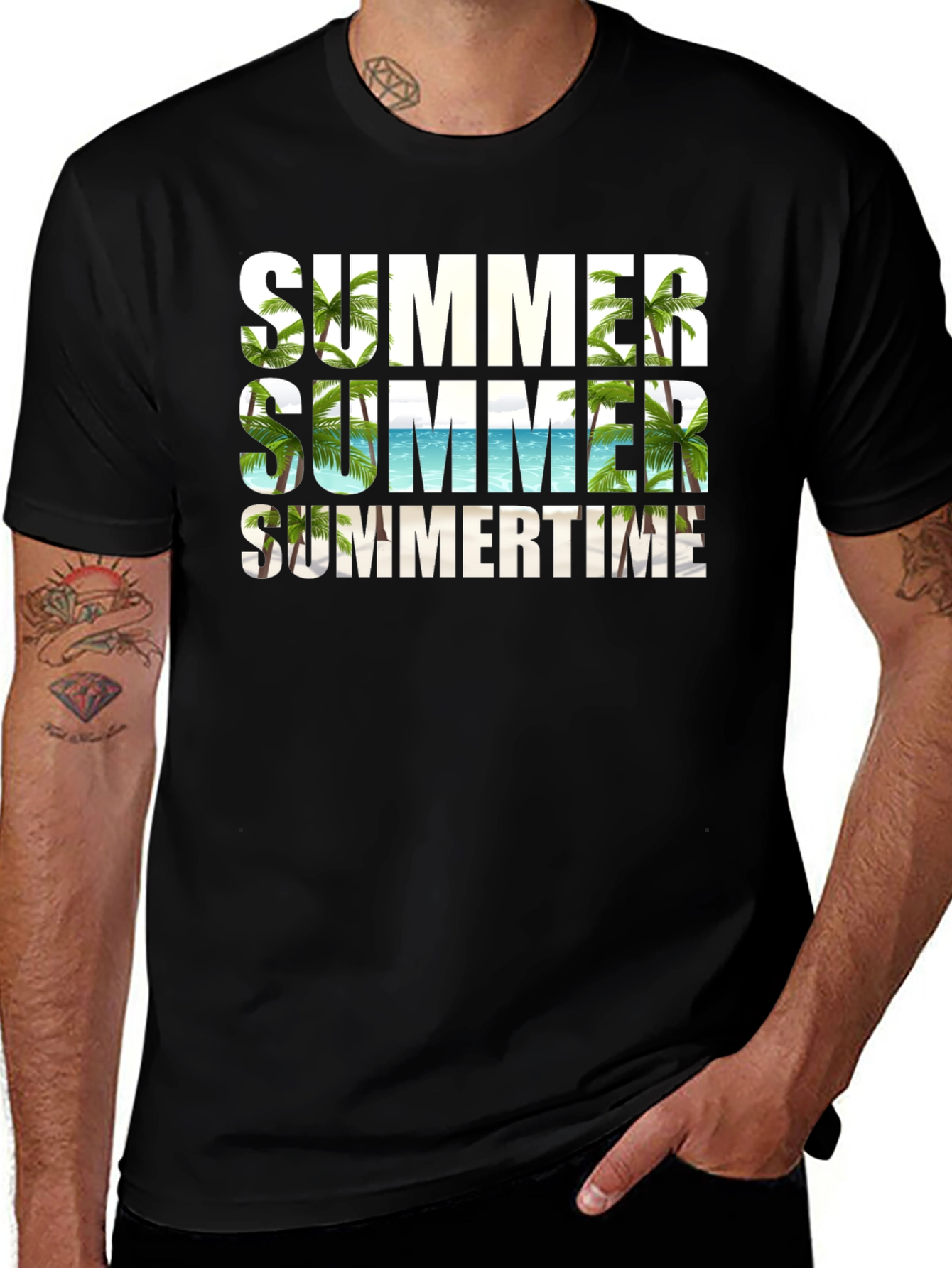 Summer Summertime Graphic Black T-Shirt