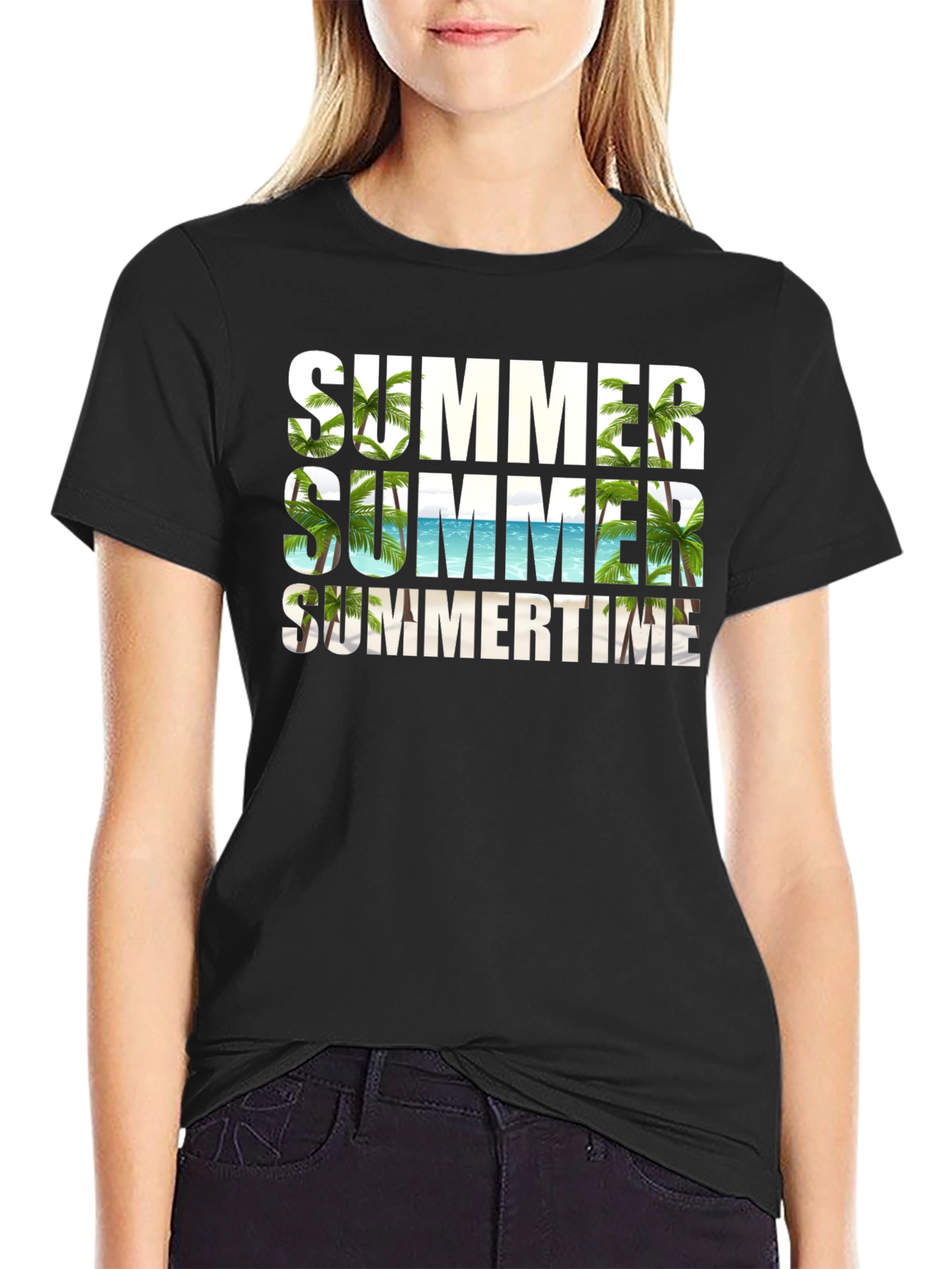 Summer Summertime Graphic Black T-Shirt