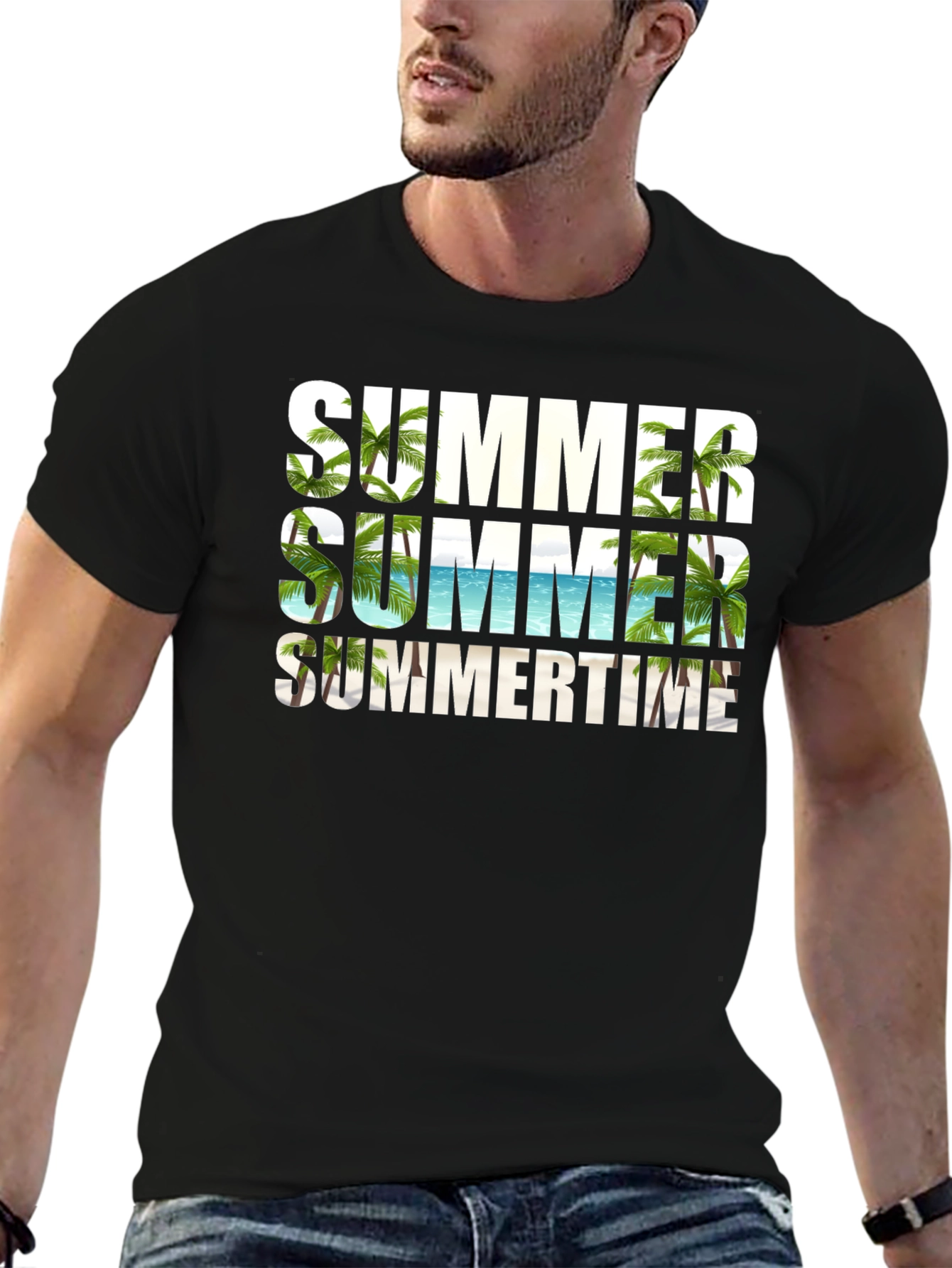 Summer Summertime Graphic Black T-Shirt