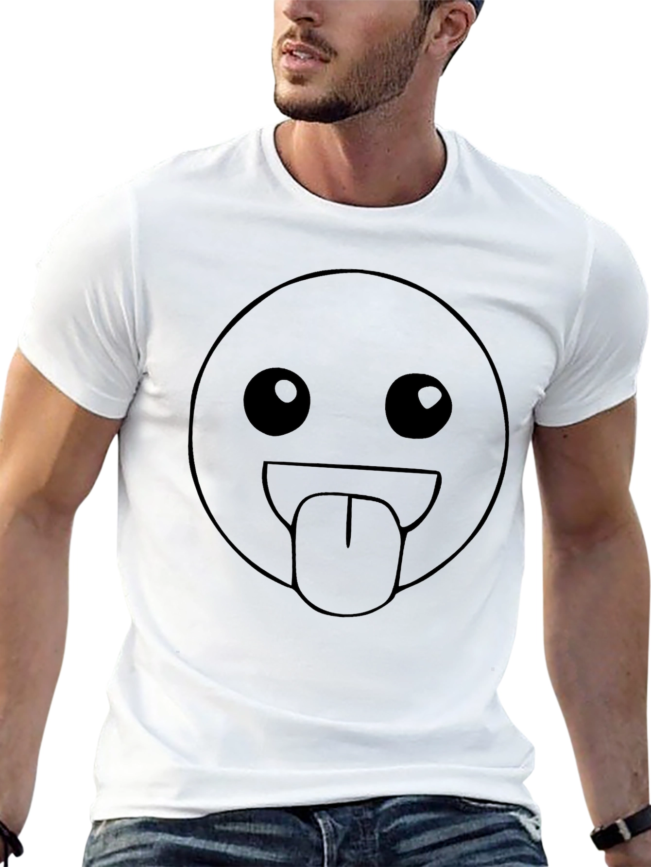 Silly Face Emoji Black T-Shirt