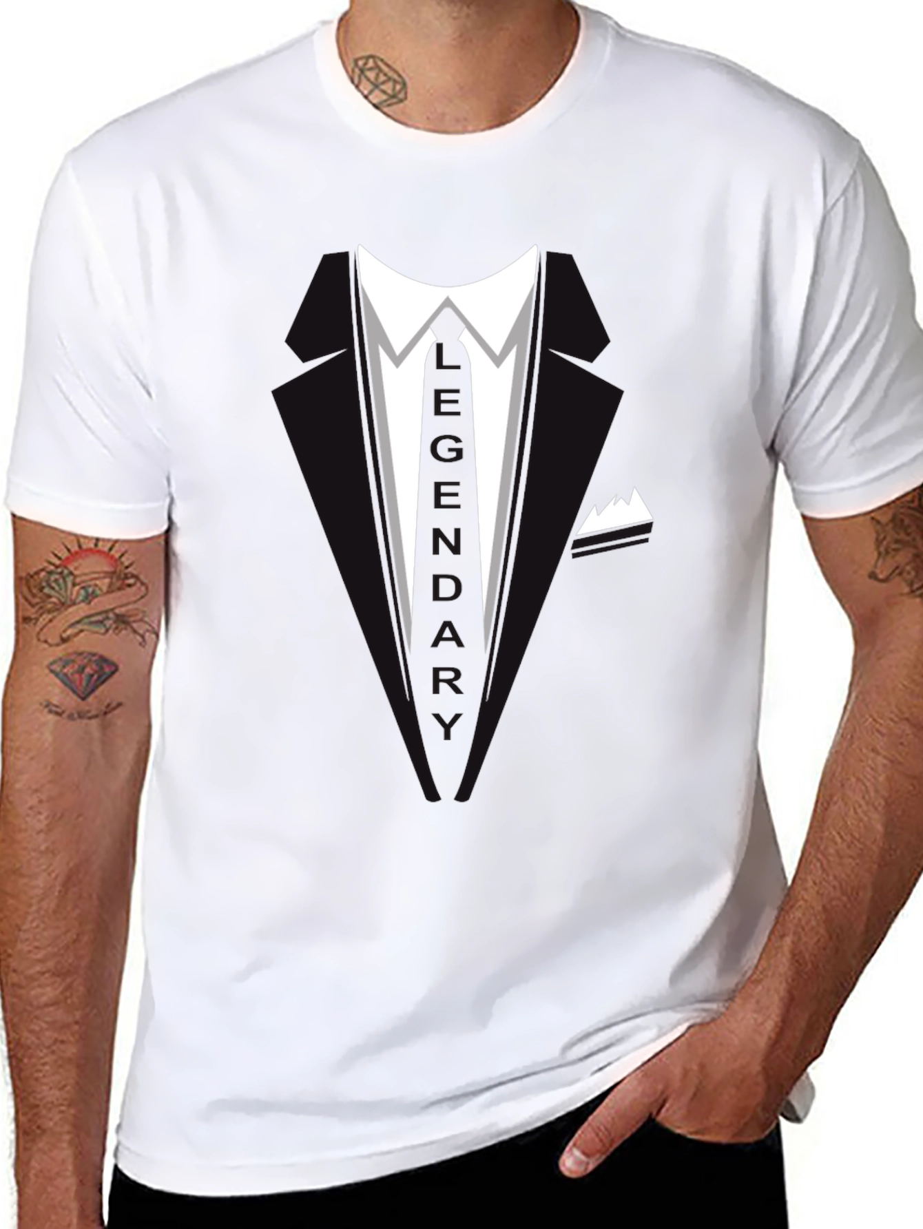 Mens Tuxedo Graphic Black T-Shirt - Formal Fun!
