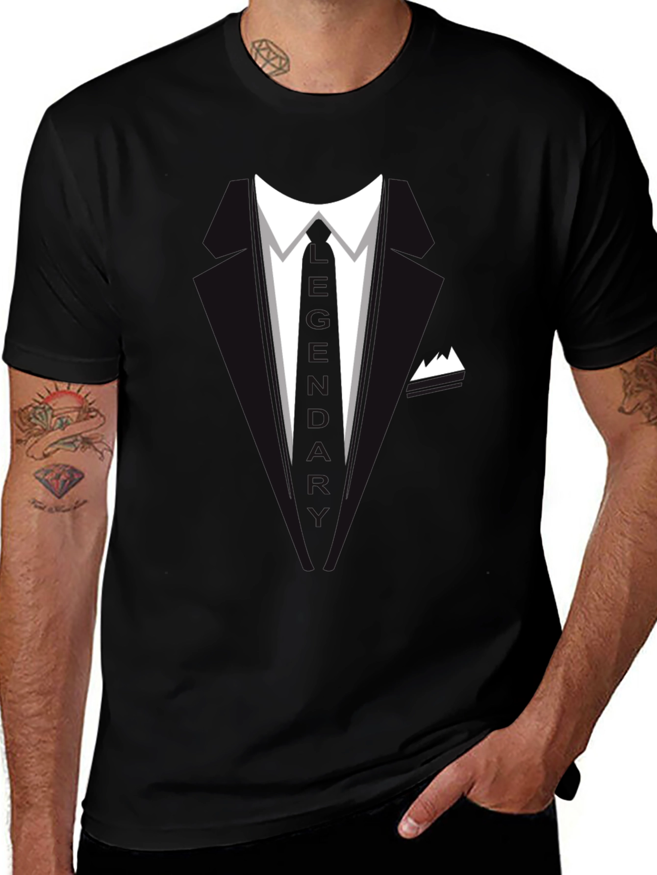 Mens Tuxedo Graphic Black T-Shirt - Formal Fun!
