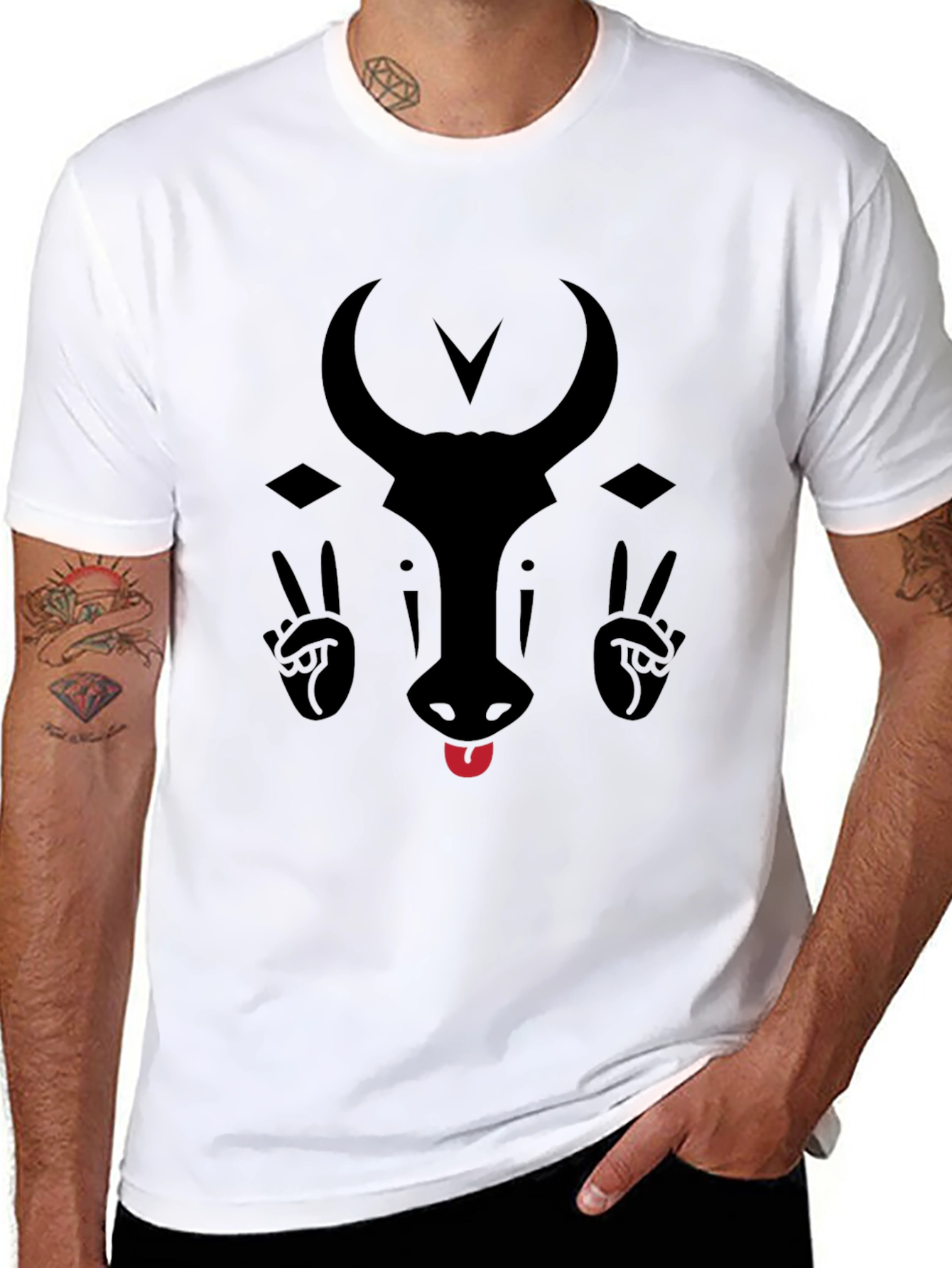 Bull Face Graphic Tee - Black