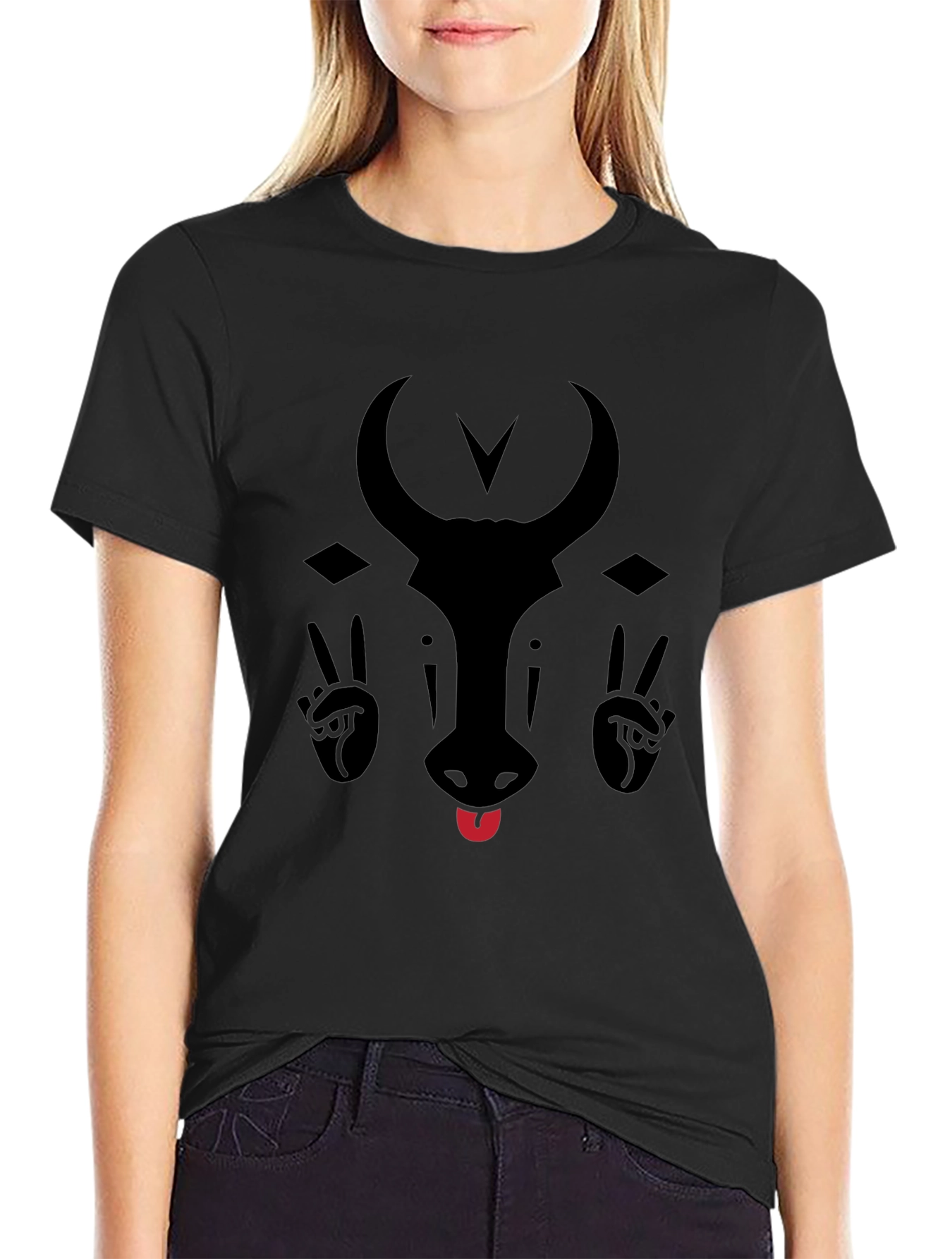 Bull Face Graphic Tee - Black