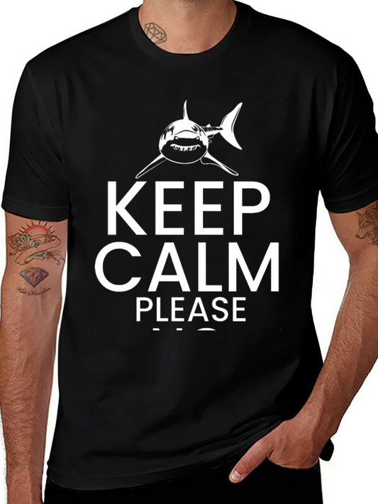 Keep Calm Shark Graphic Black T-Shirt