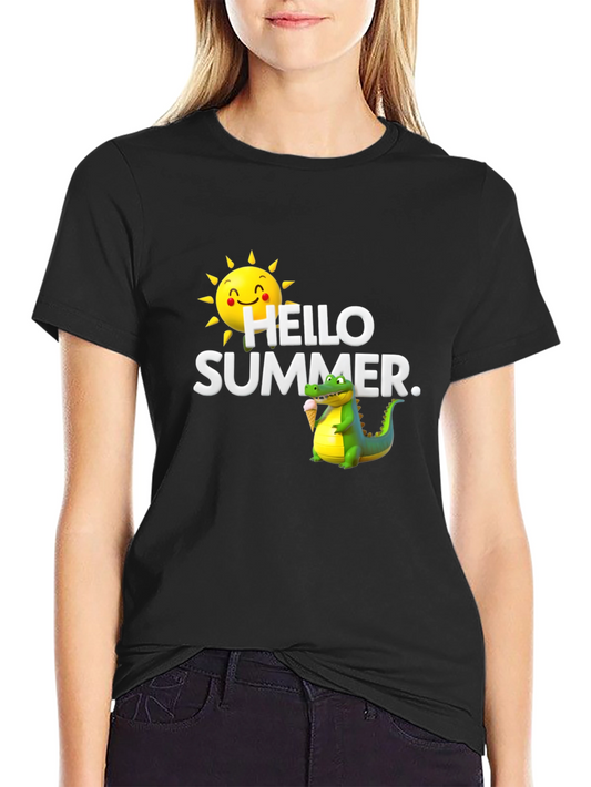Hello Summer Graphic T-Shirt - Black