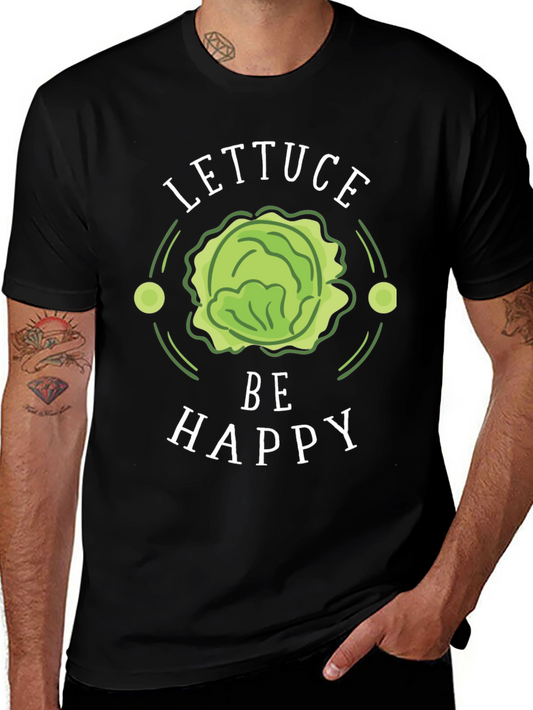 Lettuce Be Happy Graphic Tee - Fun Veggie T-Shirt