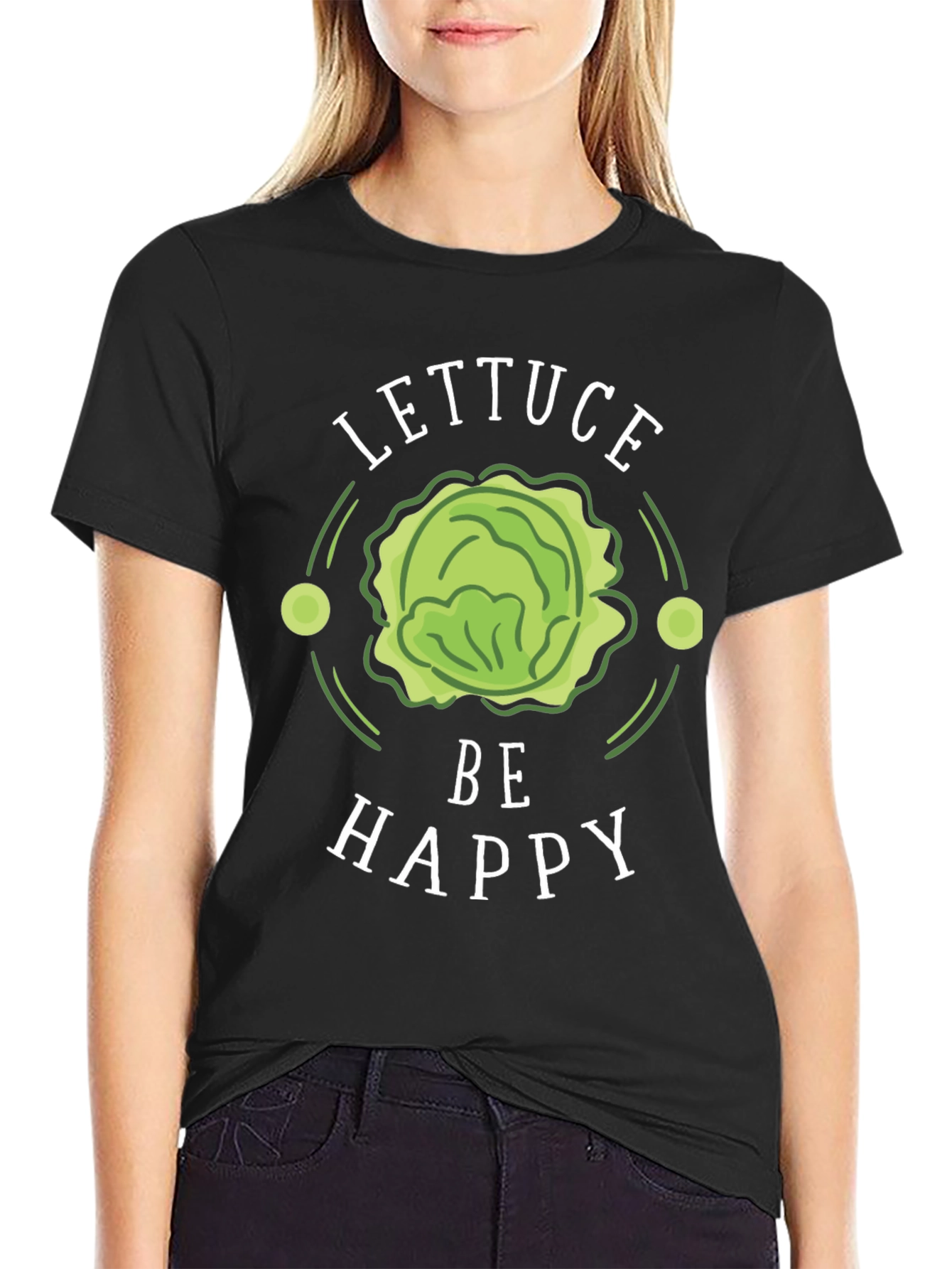 Lettuce Be Happy Graphic Tee - Fun Veggie T-Shirt