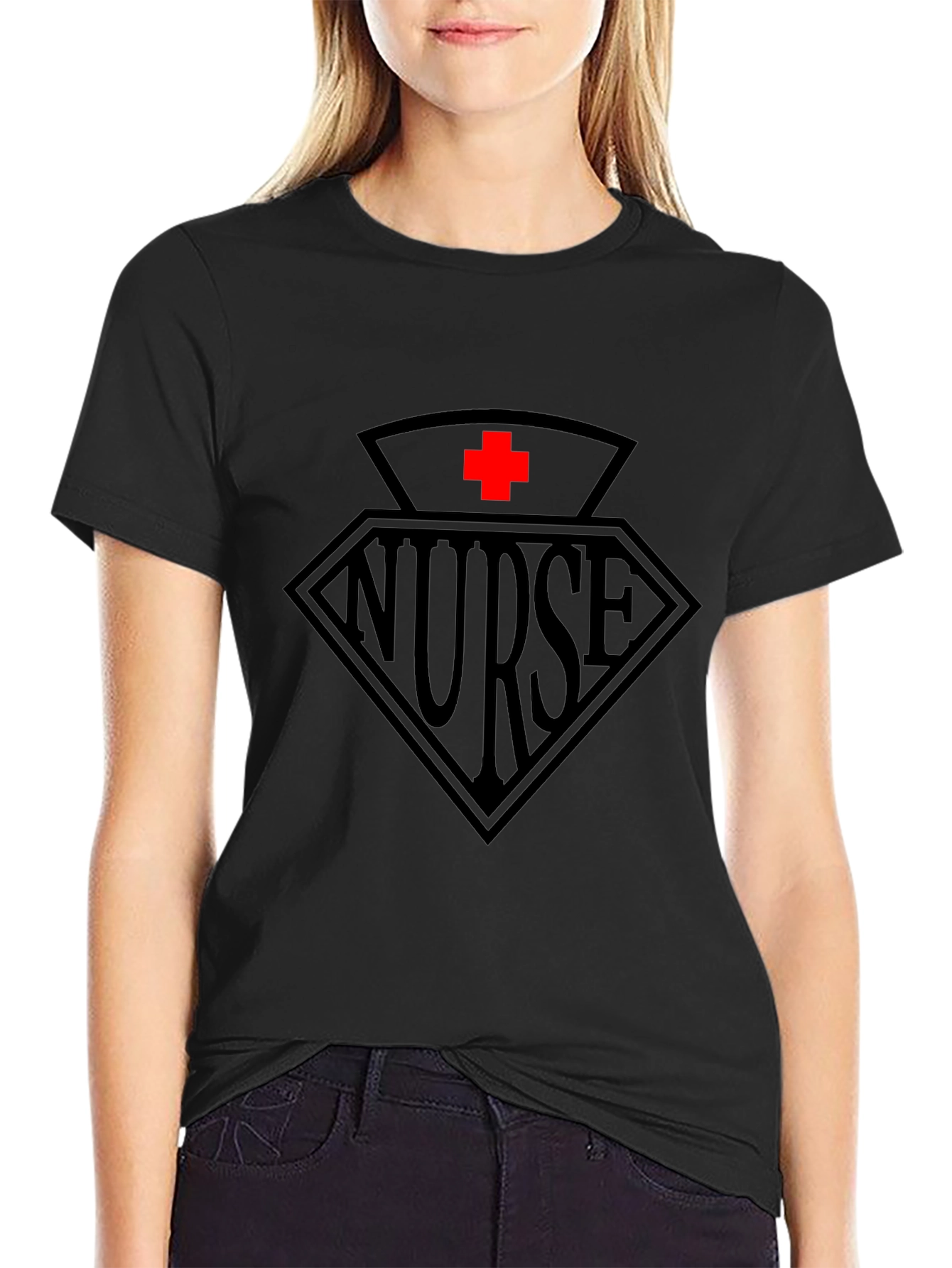 Nurse Graphic Tee - Black Cotton T-Shirt