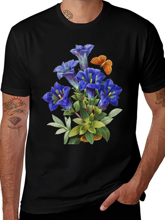 Floral Butterfly Graphic Tee - Black