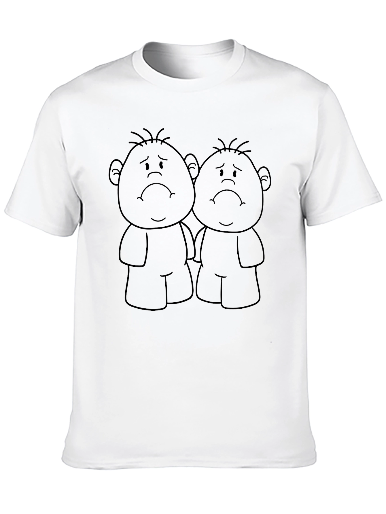 Sad Cartoon Character Black T-Shirt