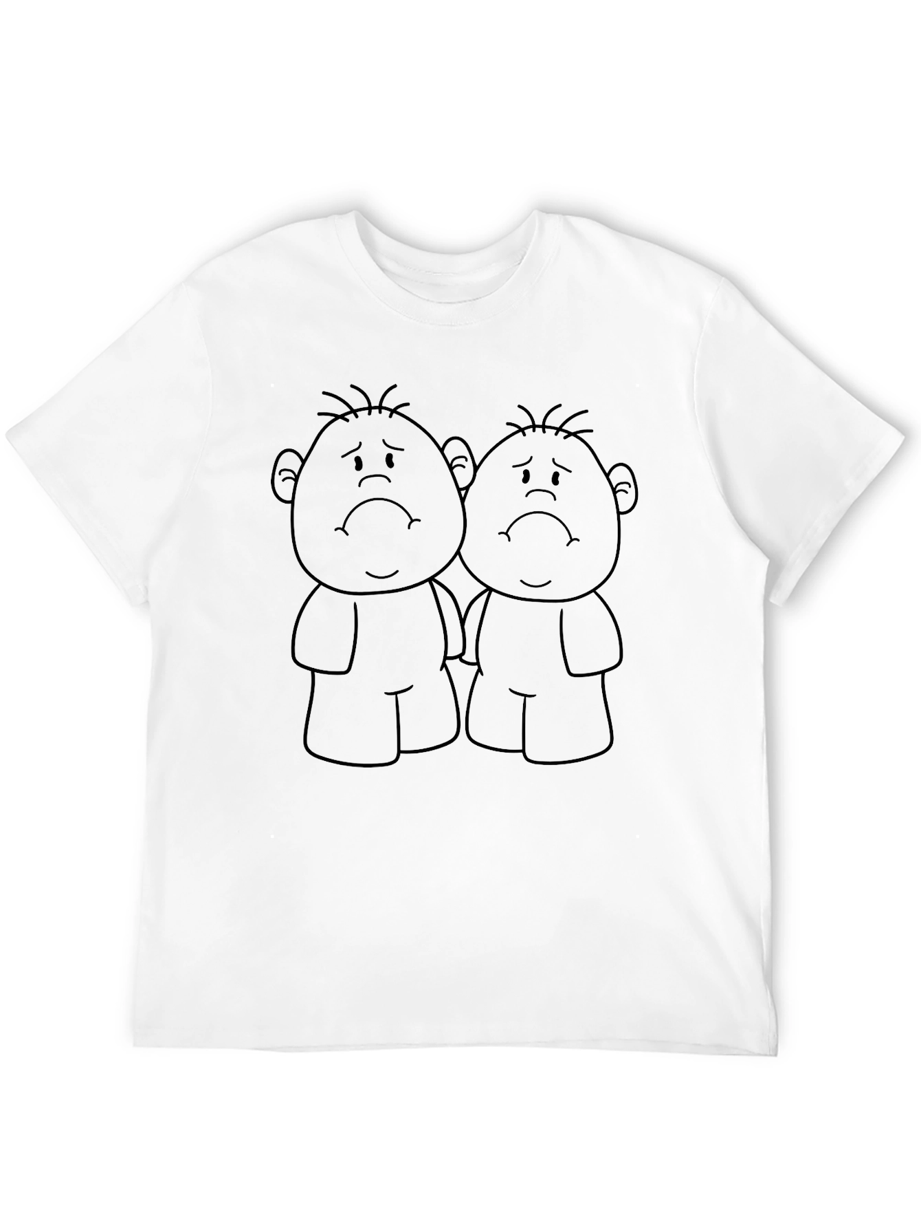 Sad Cartoon Character Black T-Shirt