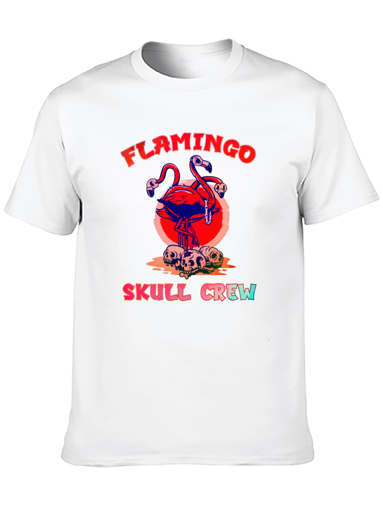 Flamingo Skull Crew Graphic Tee - Black
