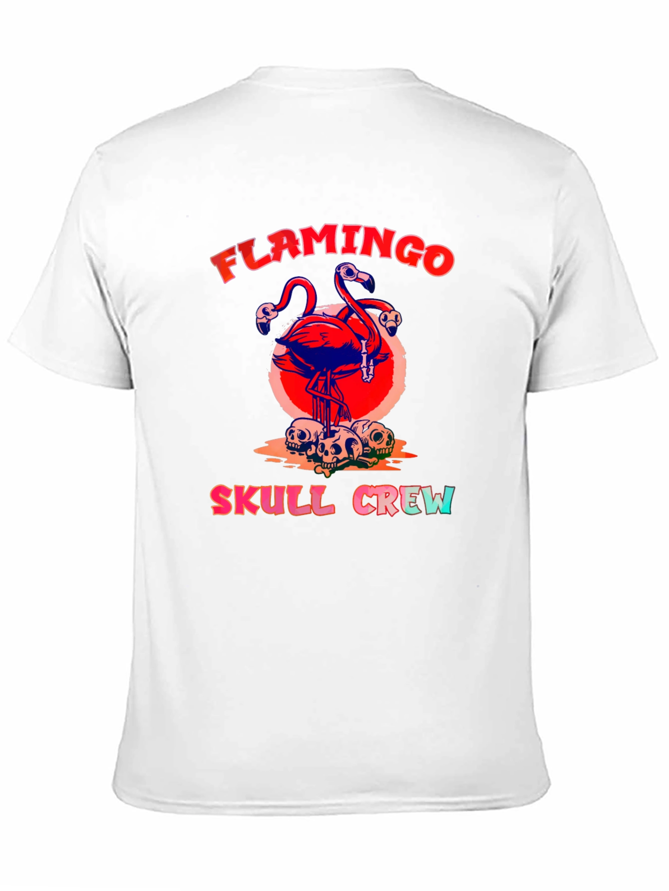Flamingo Skull Crew Graphic Tee - Black