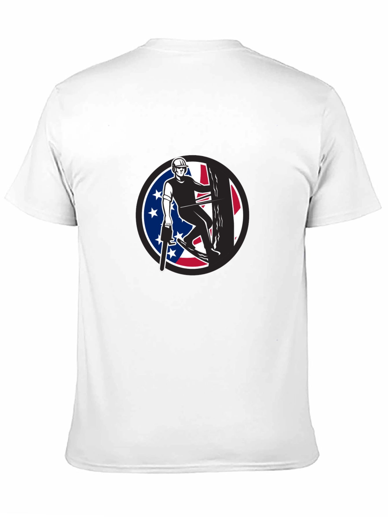 Arborist Tee: Tree Surgeon with American Flag Design