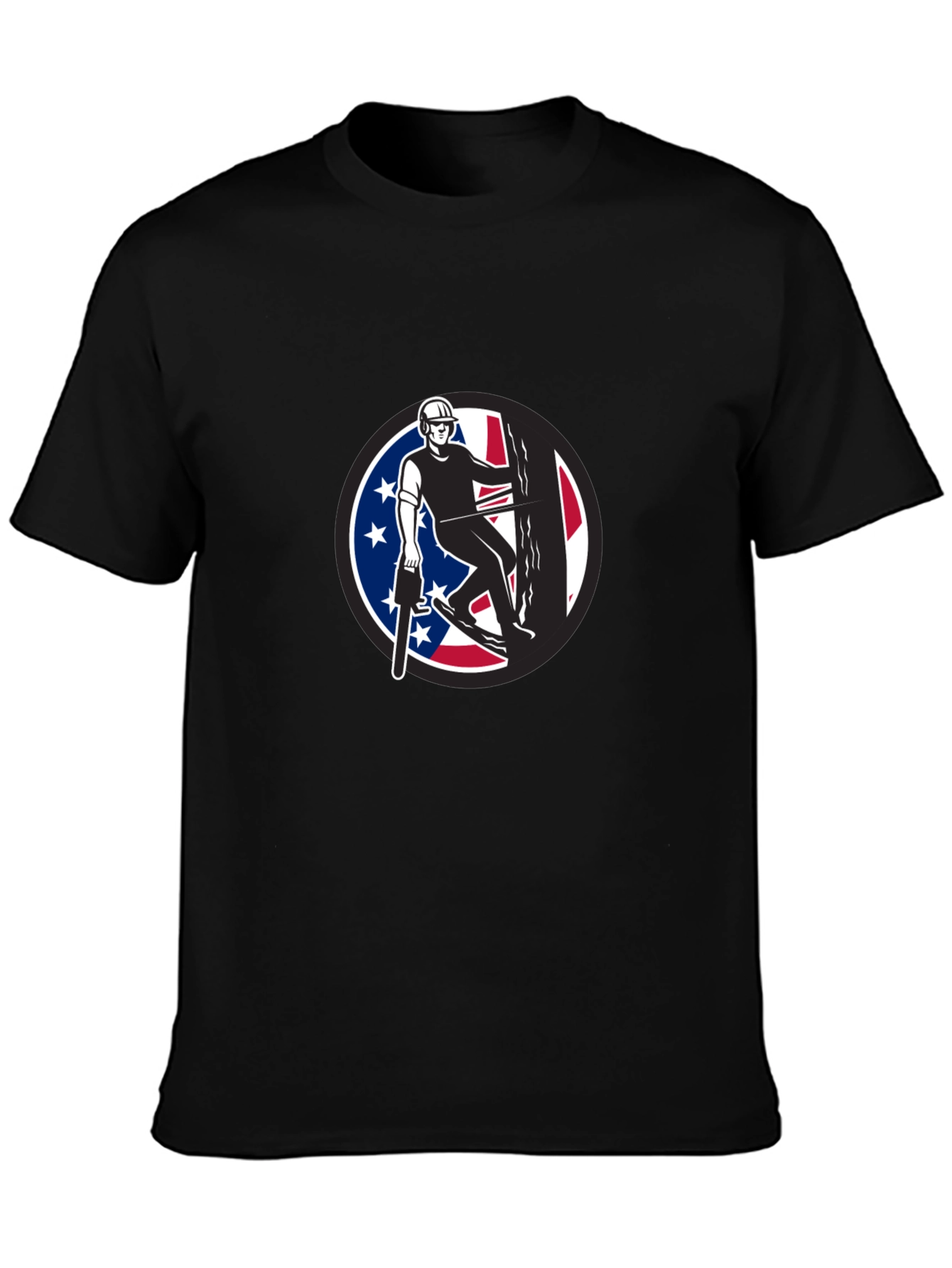 Arborist Tee: Tree Surgeon with American Flag Design