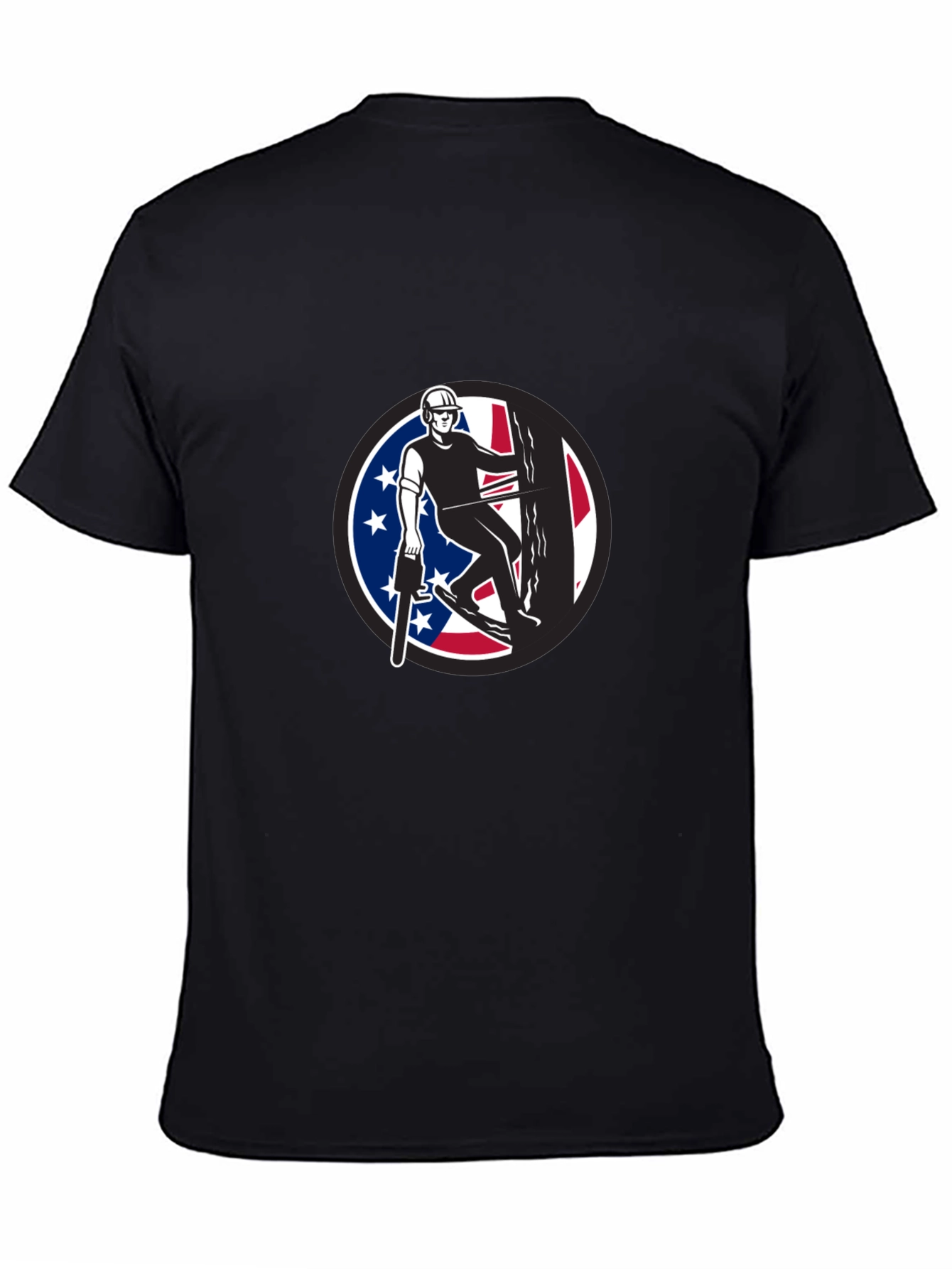 Arborist Tee: Tree Surgeon with American Flag Design