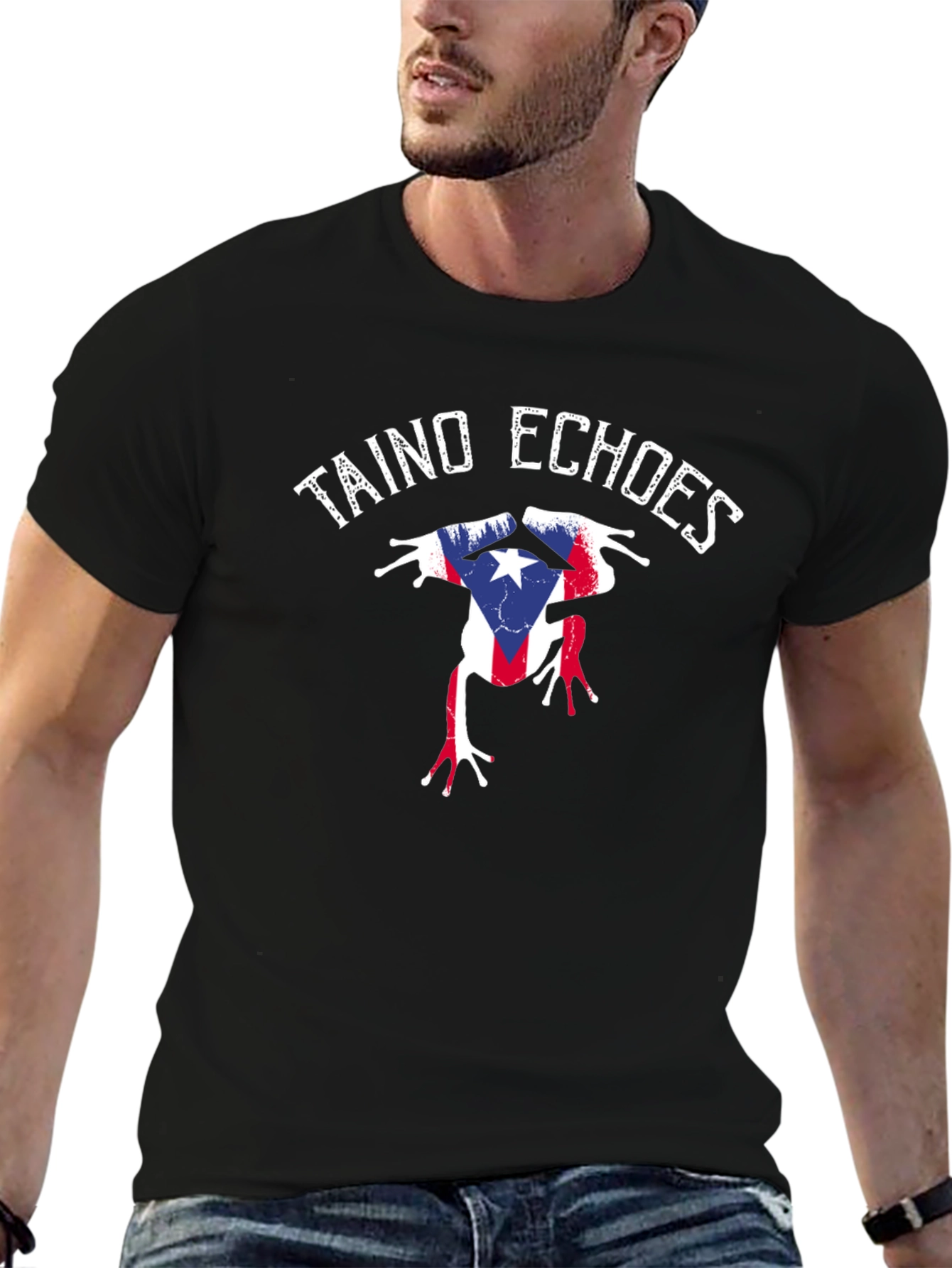 Taino Echoes Puerto Rico Flag Coqui Frog T-Shirt