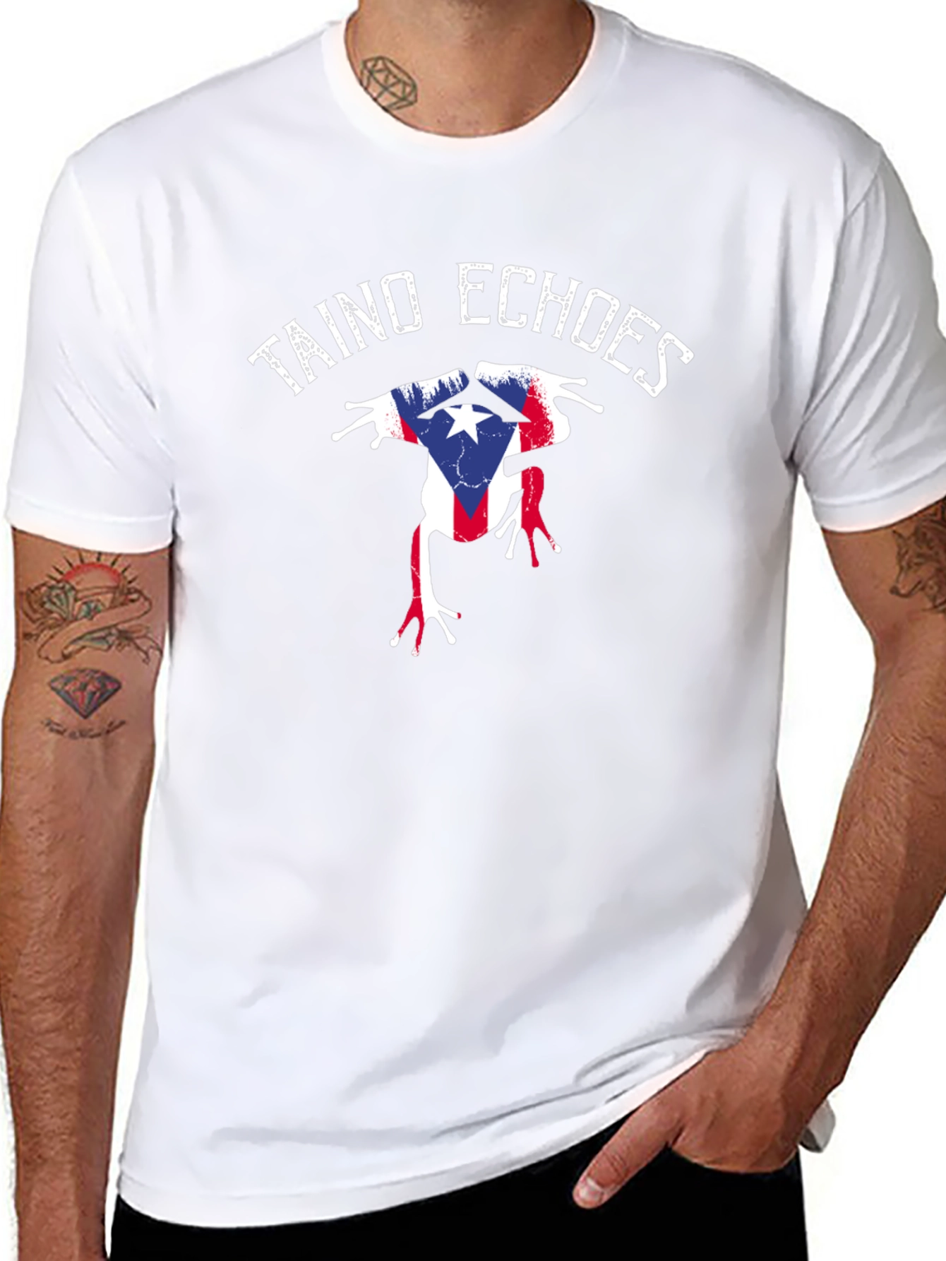 Taino Echoes Puerto Rico Flag Coqui Frog T-Shirt